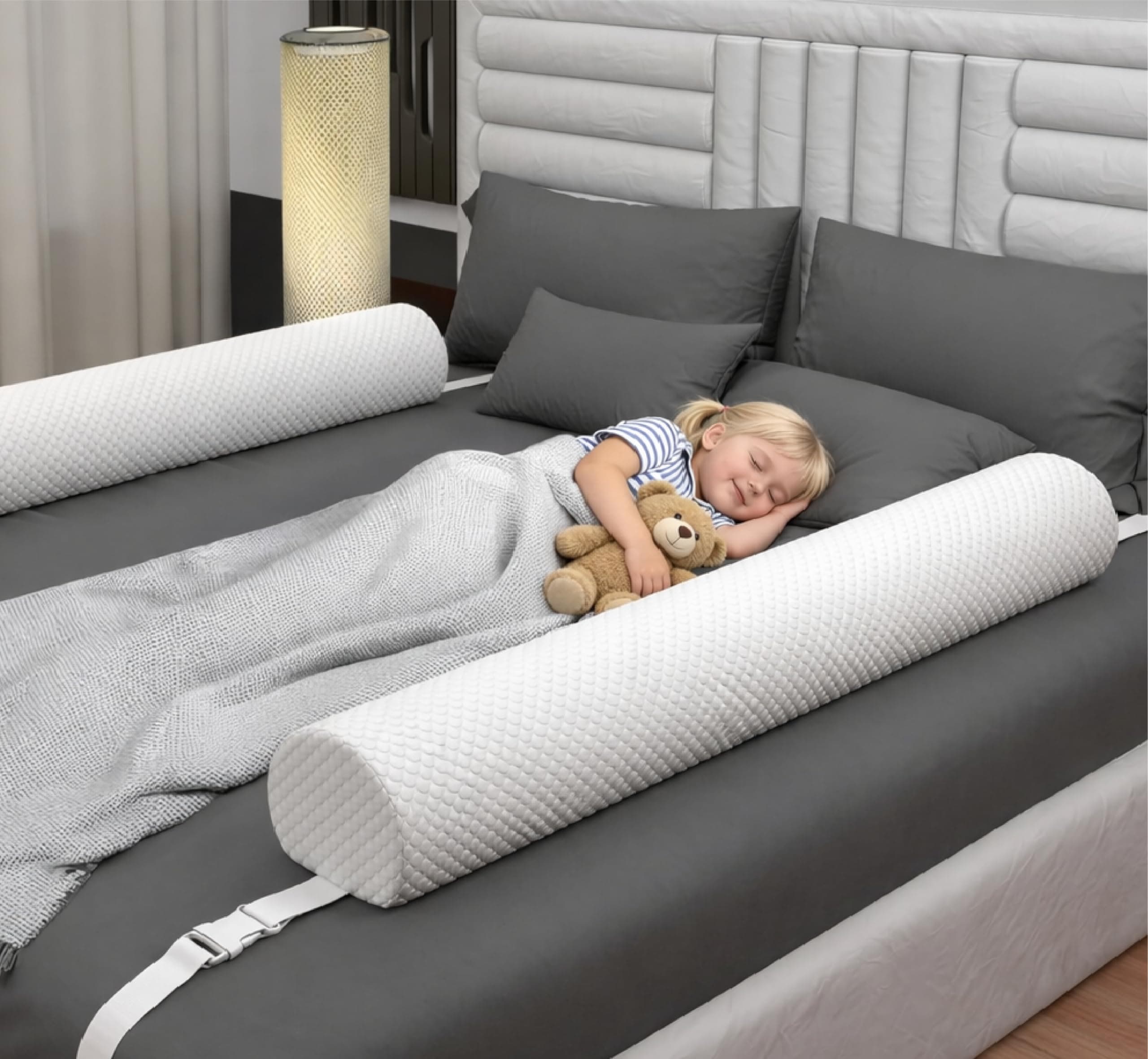 [2-Pack] Peekabi Premium Bed Bumpers for Toddlers with Adjustable Straps, Bed Rail for Toddlers, Toddler Bed Rail for Full Size, Twin, Queen & King Bed Size, Toddler Bed Rails