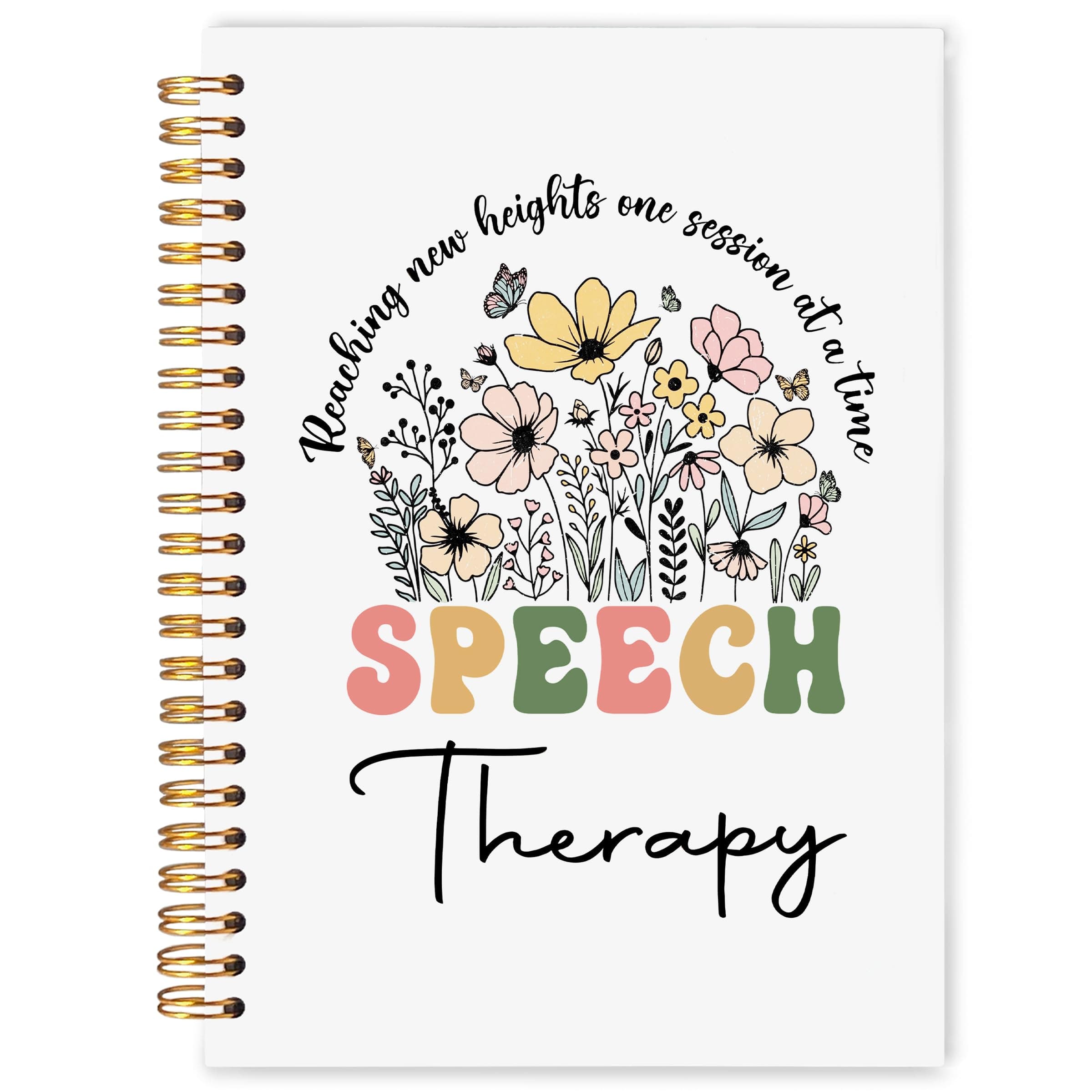 WARDOS Speech Language Pathologist SLP Notebook Journal 5.5x8.3, Speech Therapy Mental Health Journal for Women Teens, SLP Gifts Notebooks for Note Taking, Boho Floral Spiral Journaling
