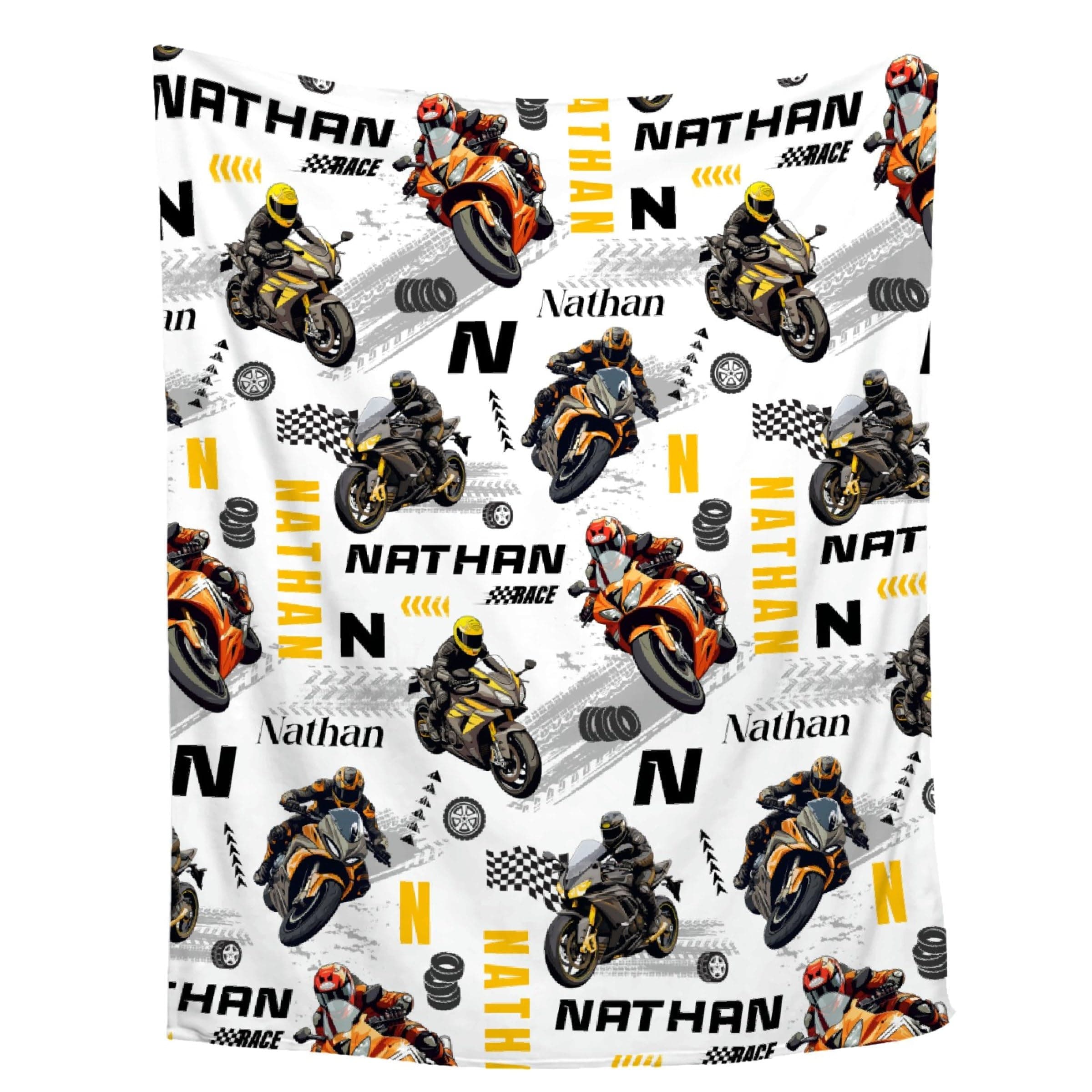 ZHONGKUI Custom Blanket with Name,Personalized Dirt Bike Throw Blankets,Customized Swaddle Blanket for Girls Boys Kid Baby Newborn Toddler Kid Birthday Gift,90"x120"-King Size for Families