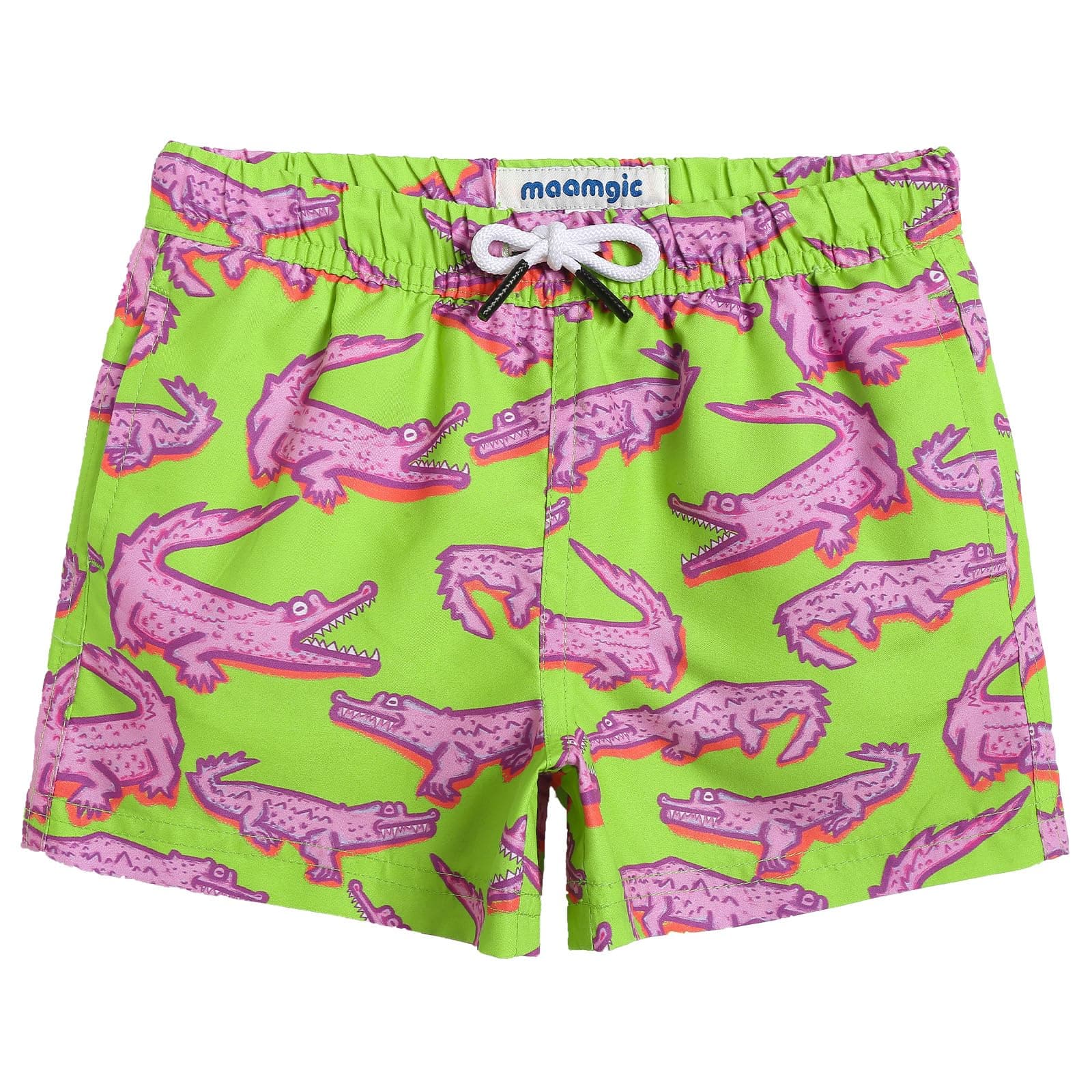 maamgic Boys Swim Trunks Toddler Swim Shorts Little Boys Bathing Suit Swimsuit Toddler Boy Swimwear Little Crocodile Green 5-6 Years,Little Crocodile Green,5 T