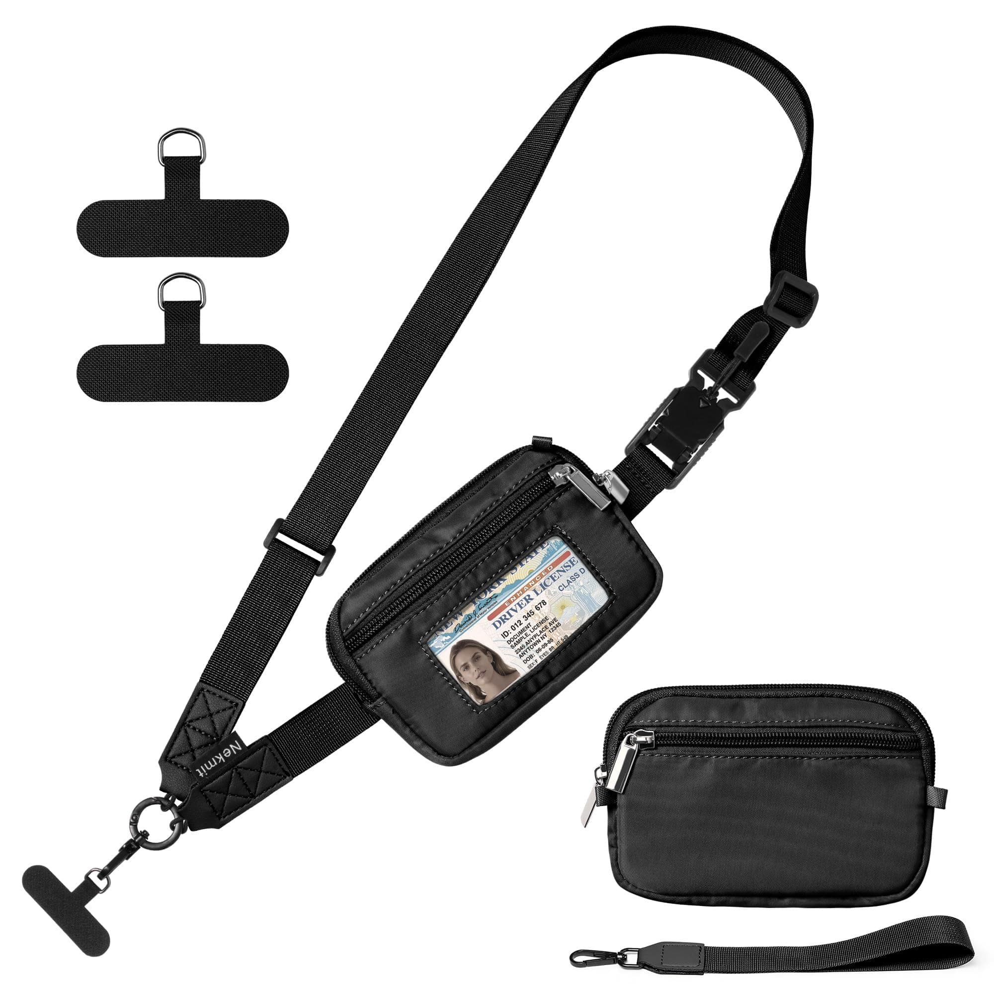 Nekmit Clip and Go Strap for Phone with Wallet Beige (Black)