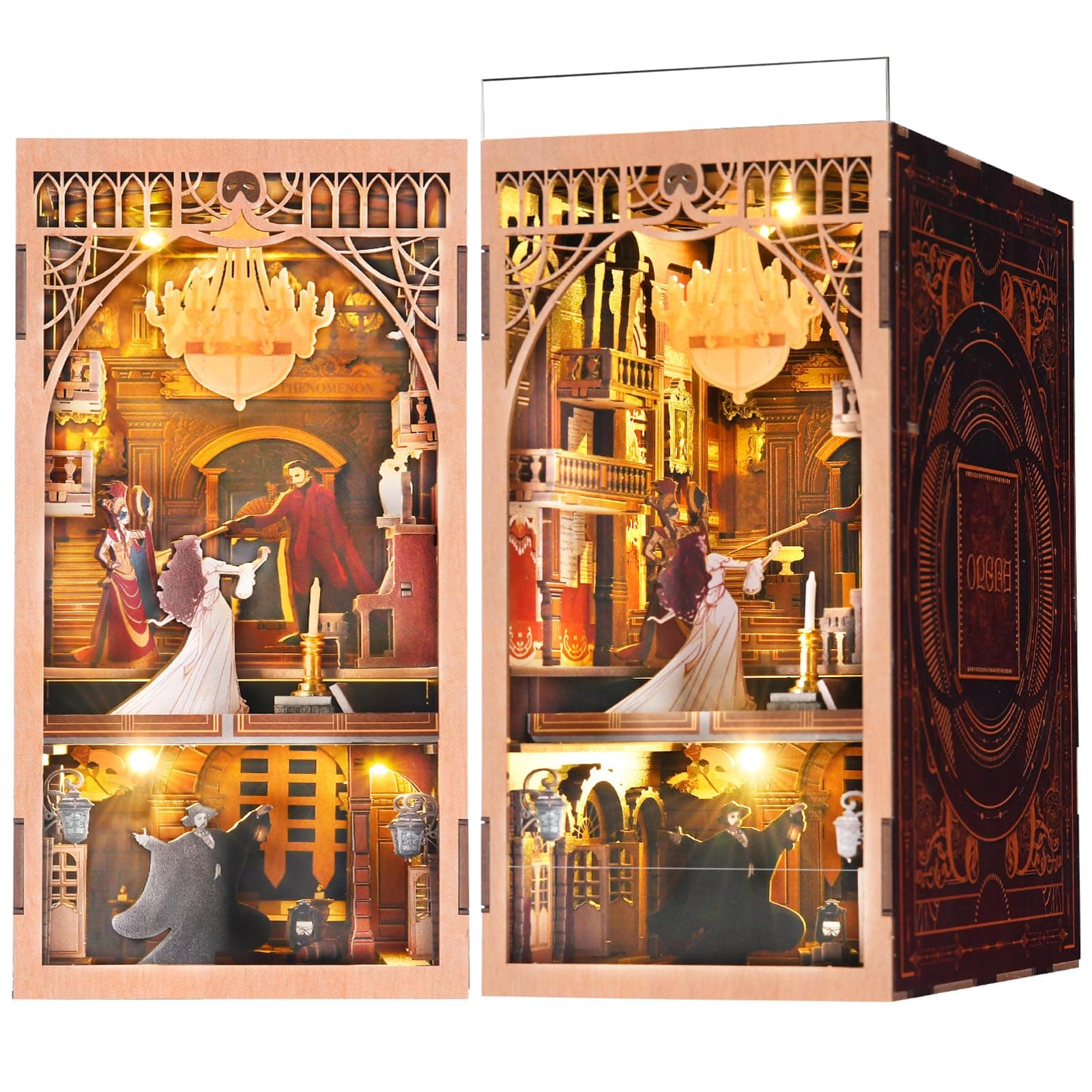 MiniCity Phantom of the Opera Book Nook Kit, DIY 3D Wooden Puzzle with LED