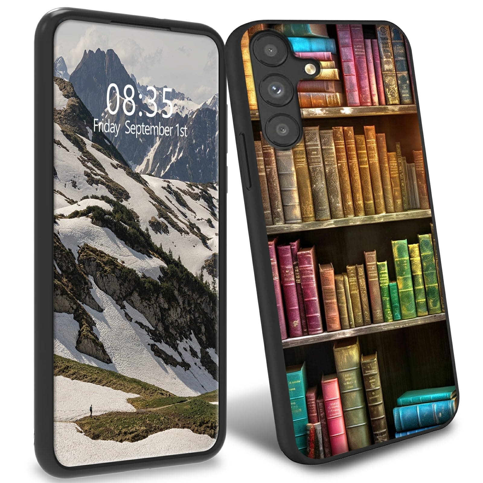 BFDHGQZC Colorful Bookshelf Theme TPU Case for Samsung Galaxy A24 4G Slim Black Soft TPU Phone Case Shockproof Anti-Drop Full Body Protection Cell Phone Cover for Samsung A24 4G