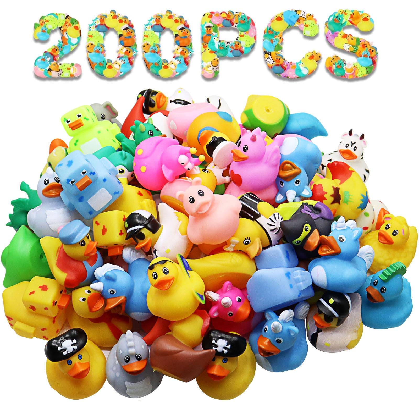 Rubber Ducks Bath Toy Assortment Bulk Floater Duck for Kids Birthday Gifts