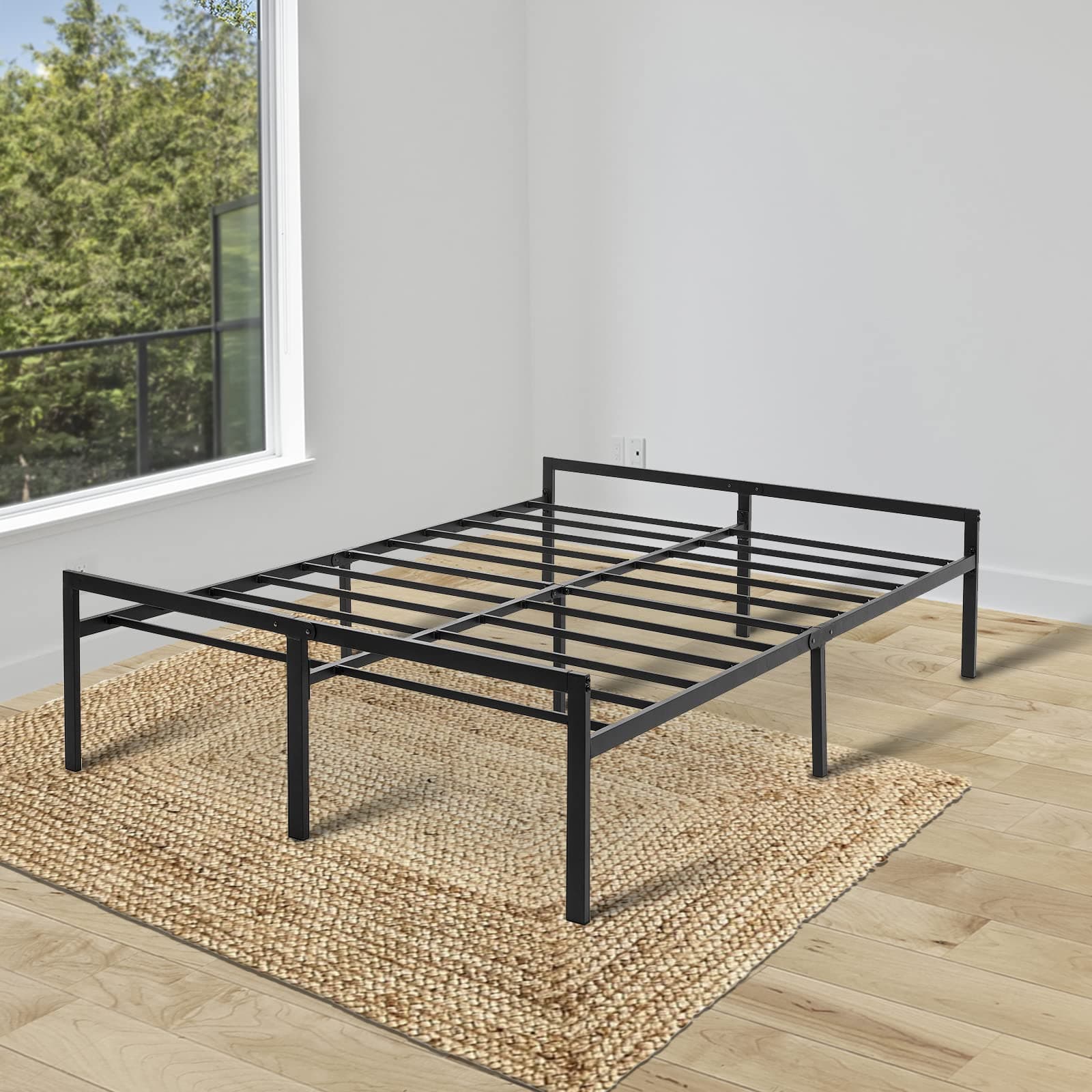 Mofesun Metal Bed Frame Full 14 Inch, Black Metal Platform Bed with Storage