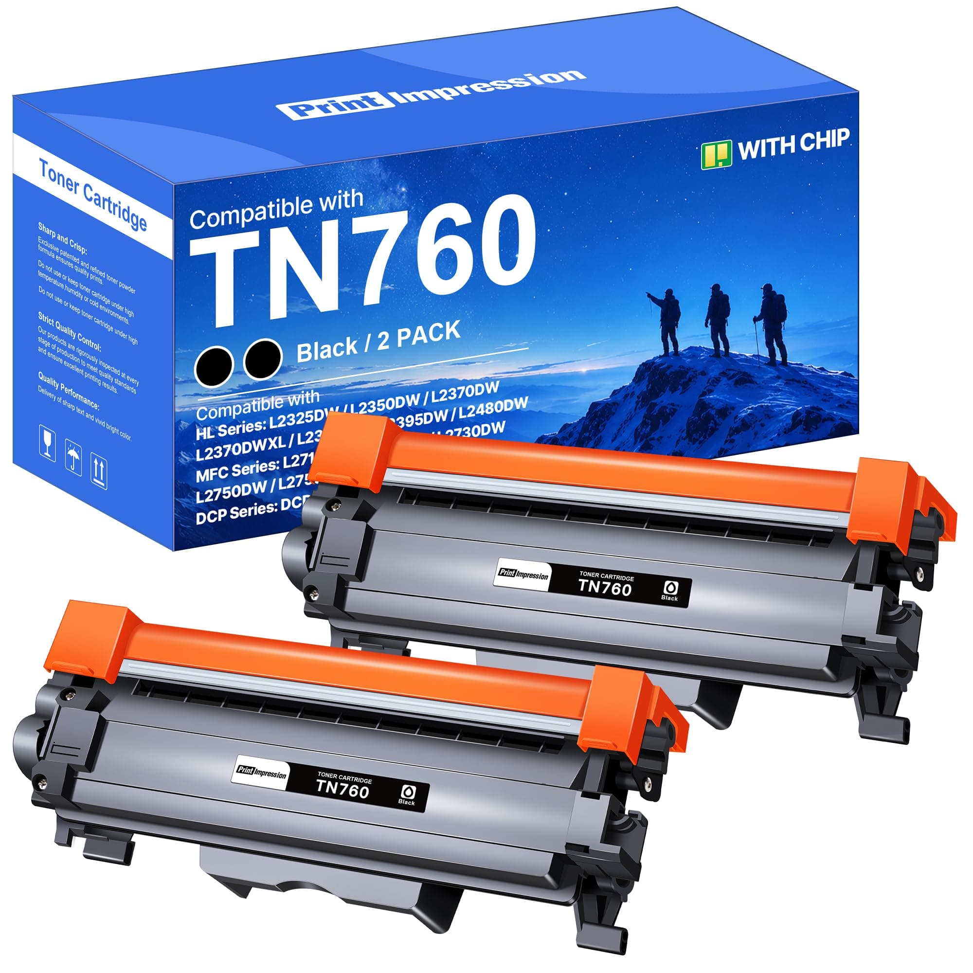 TN760 Cartucho de tóner negro de alto rendimiento para Brother TN-760 TN 760 TN730 TN-730 para HL-L2350DW HL-L2395DW HL-L2390DW HL-L2370DW MFC-L2690DW MFC-L2750DW L2710DW L2550DW MFC-L2550DW