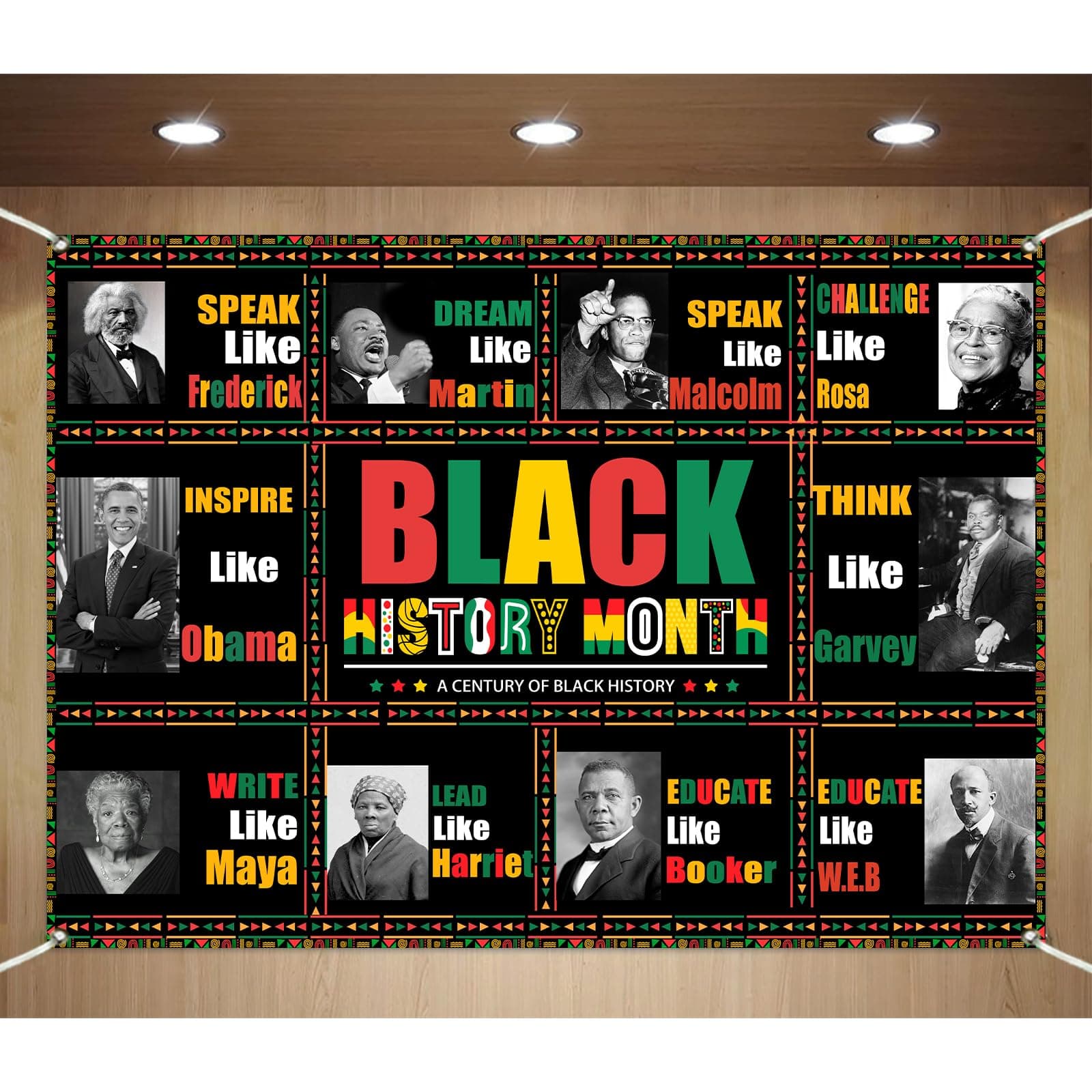 Black History Month Decorations Backdrop Banner African American Famous People School Classroom Bulletin Board Backdrop Black History Month Photo Booth 5.9x3.6ft