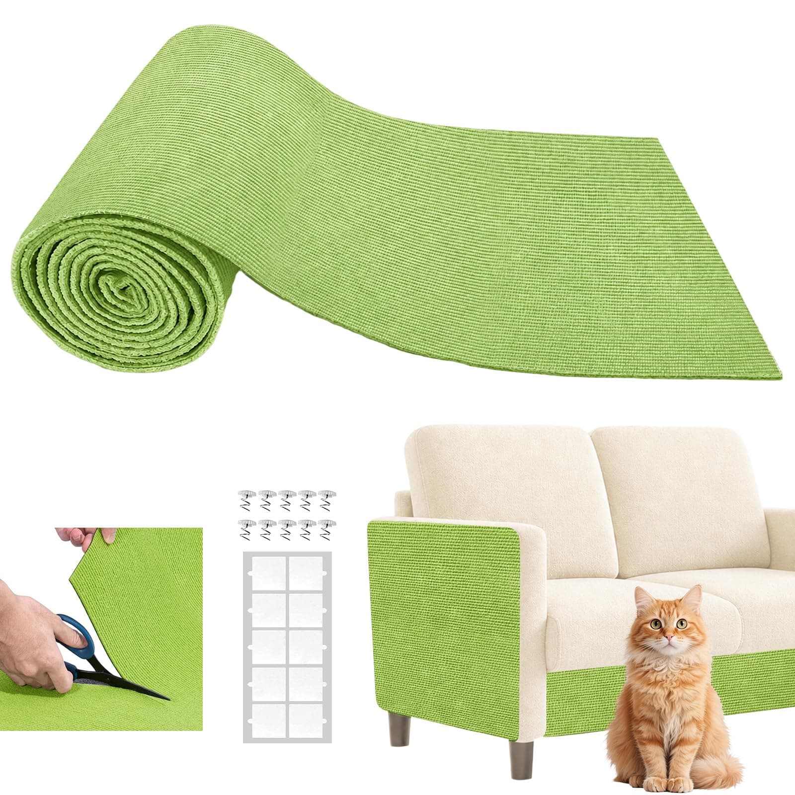 Cat Scratch Couch Furniture Protector from Cat Claws, Green, 39.3x15.8In