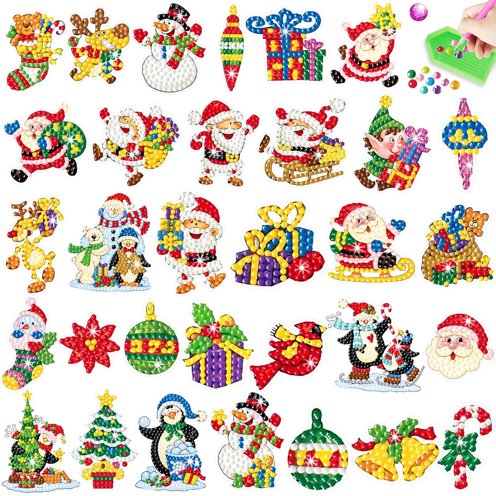 Viicoor 5D DIY Diamond Stickers Painting Kits for Kids Christmas Sticker Paint with Diamonds by Numbers Kits Art Crafts Set for Children, Boys and Girls