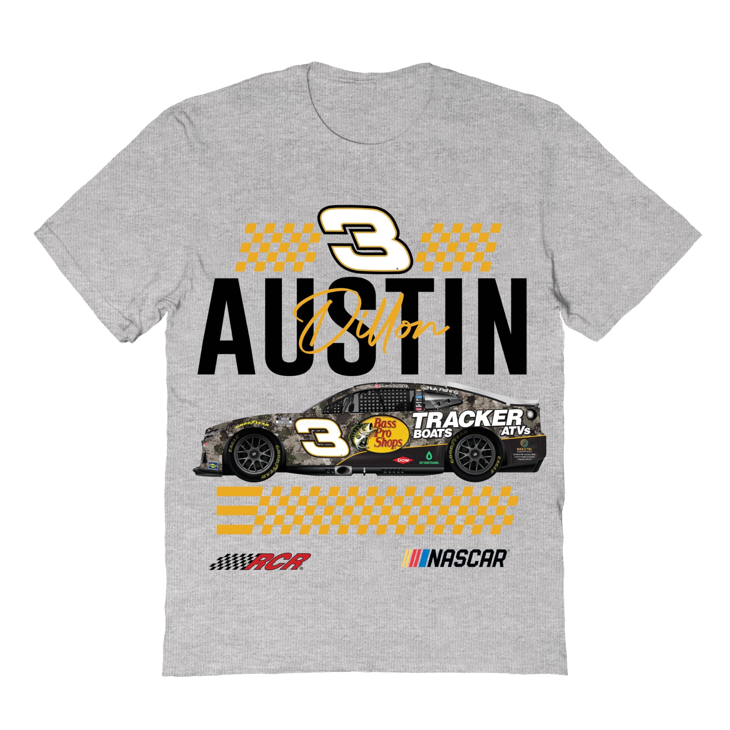 Austin Dillon NASCAR Name Grid Classic Cotton T-Shirt - Grey