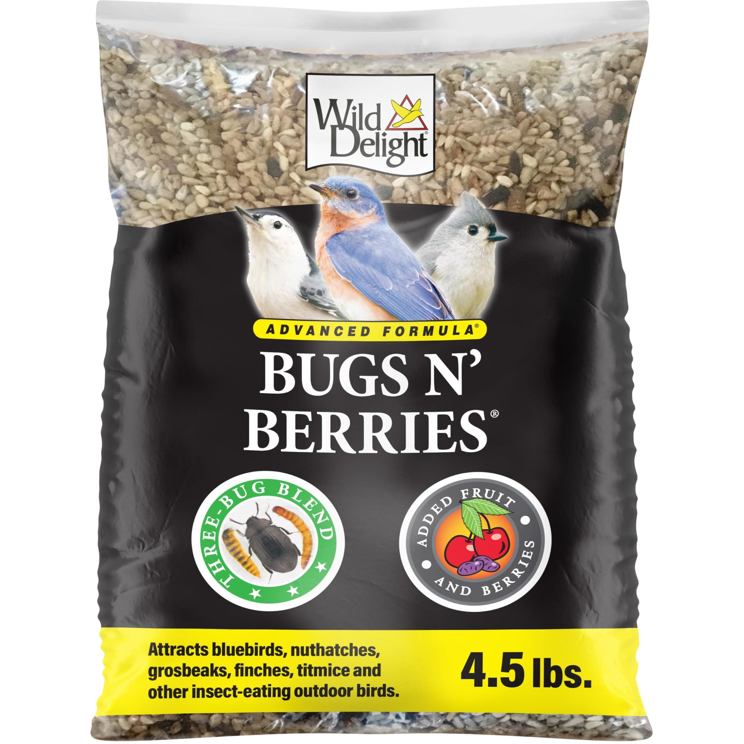 Wild Delight 367845 Bugs N' Berries Wild Bird Food, 4.5 lb