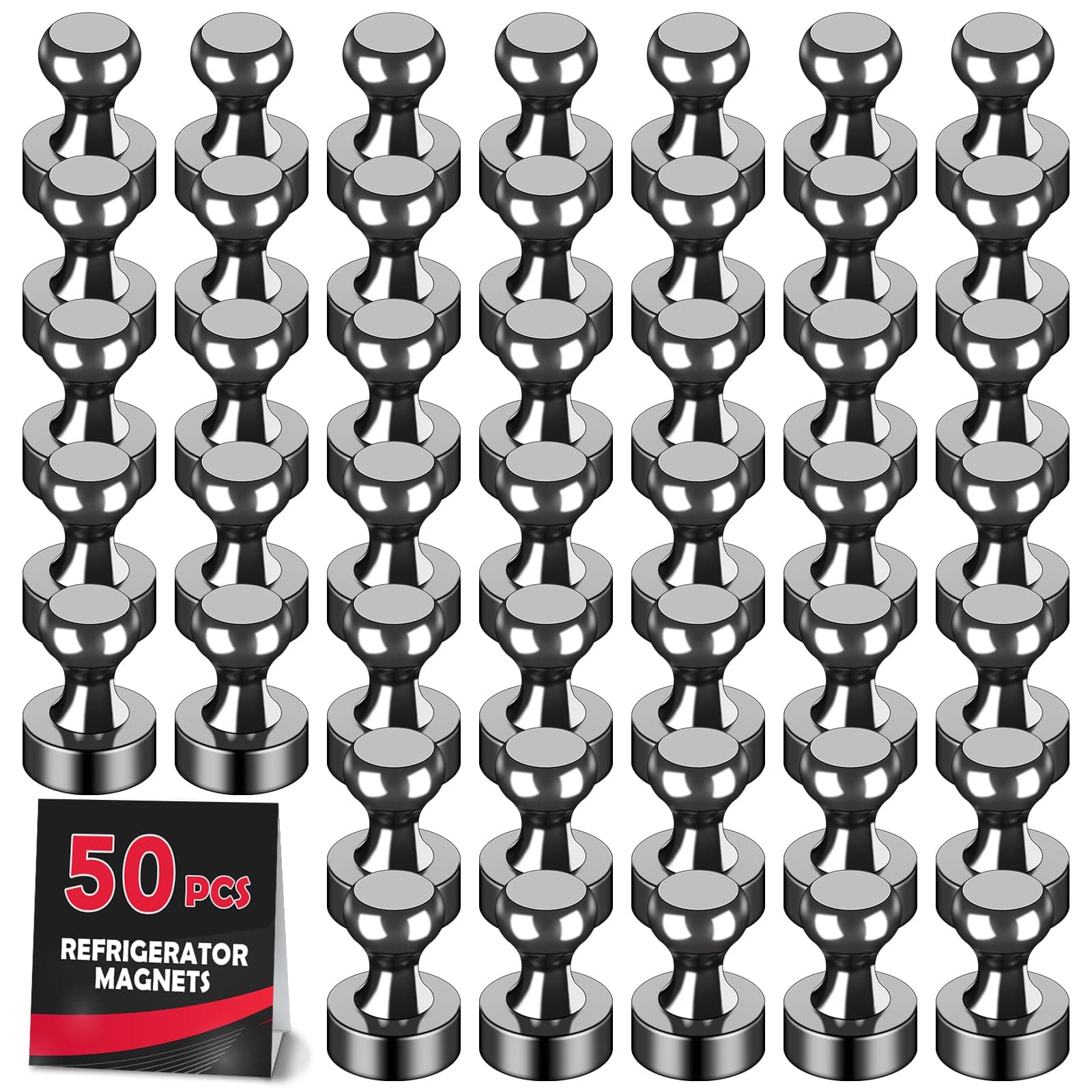 LOVIMAG Refrigerator Magnets, Fridge Magnets, Metal Magnets Black, 50Pcs