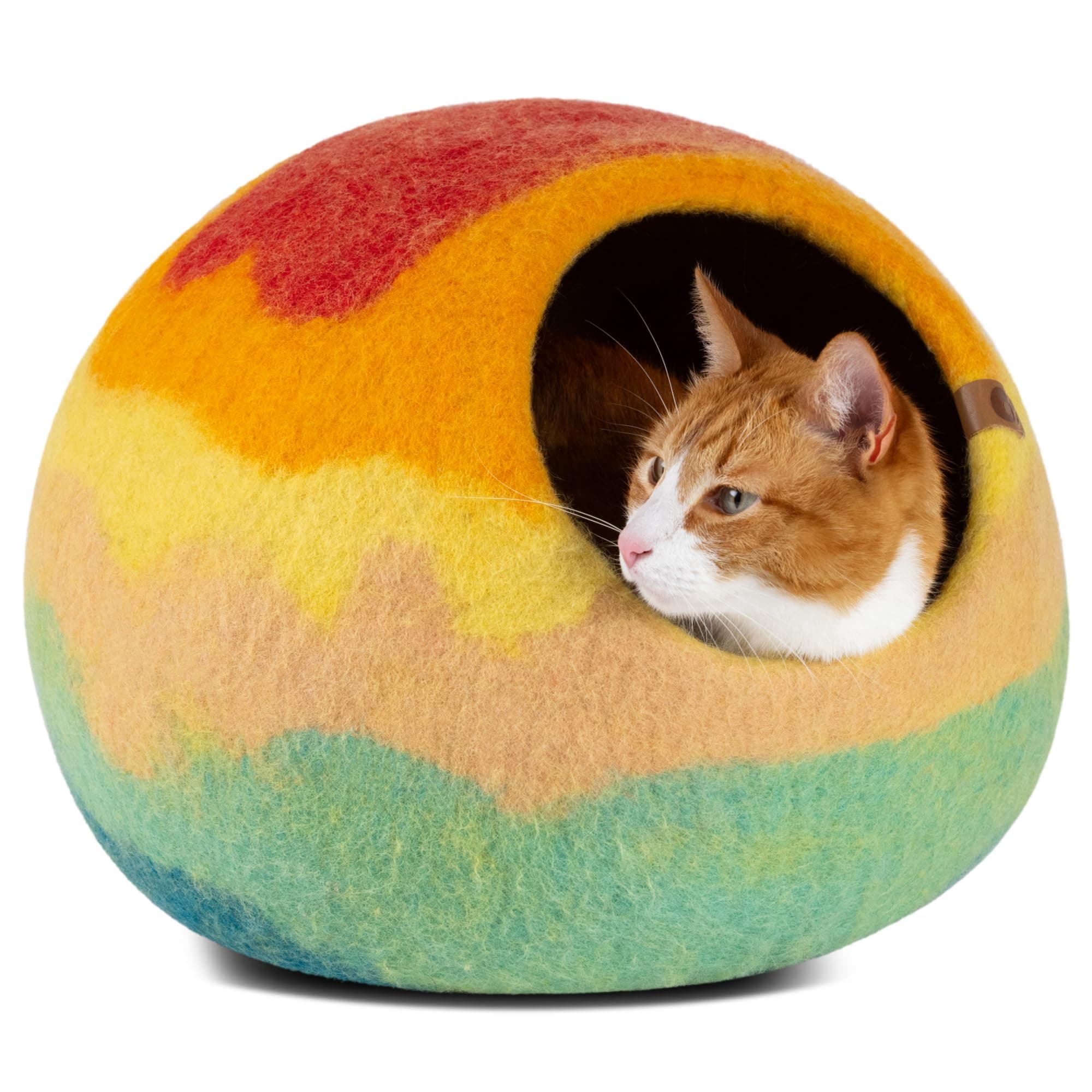 MEOWFIA Cat Cave - Merino Wool Bed for Indoor Cats (Tucson Sunset, Large)