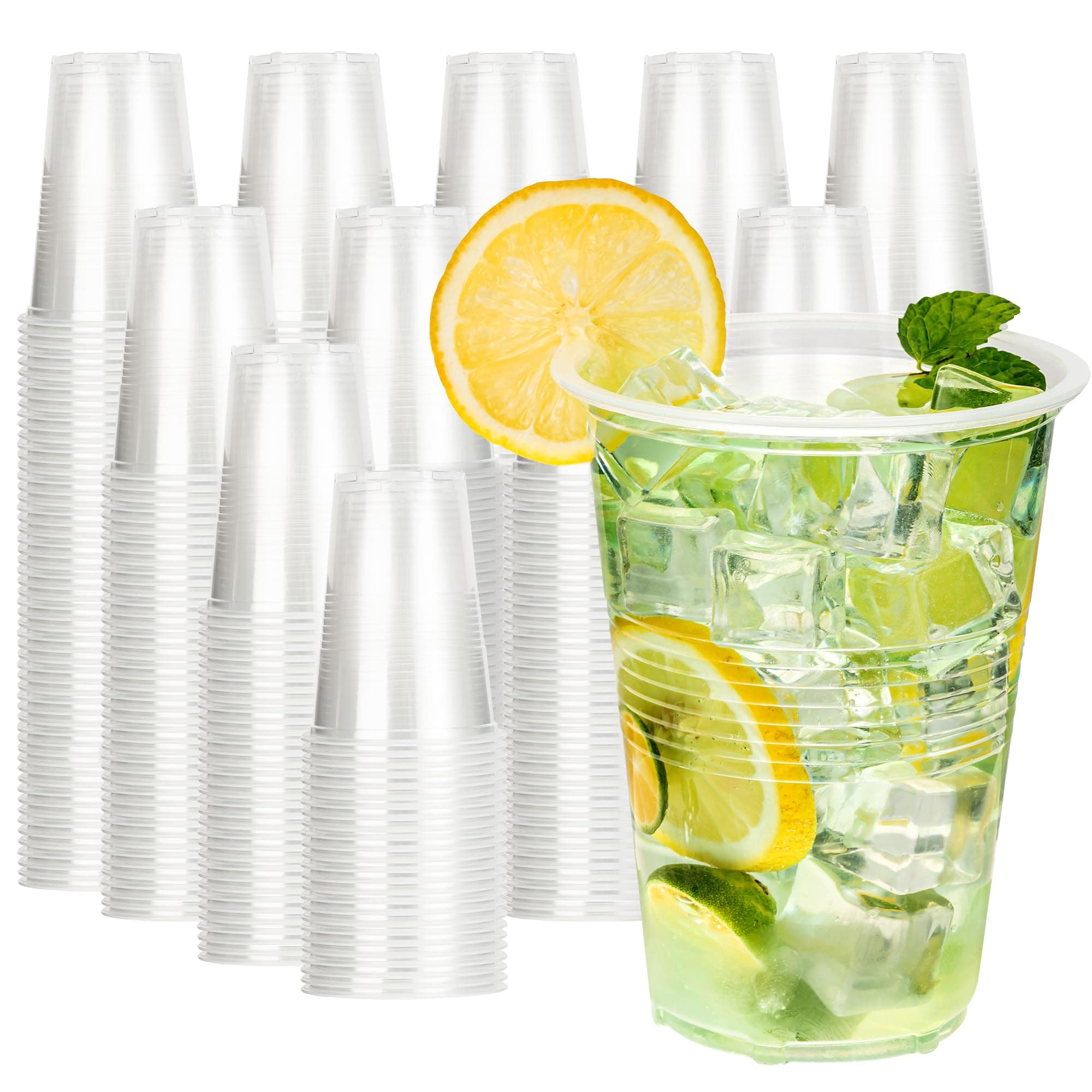 YEEHAW 16 oz Plastic Cups, 1000 Pack - Clear Disposable Drinking Water Cups for Cold Beverages, Ideal for Party