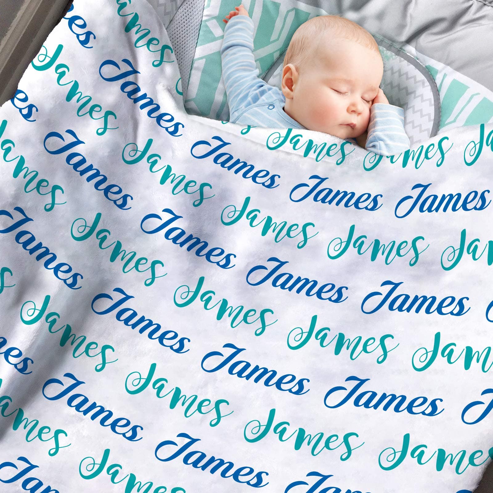 XJone Personalized Custom Baby Blankets with Name for Boys, Customized Name Blanket for Infants Newborns Kids
