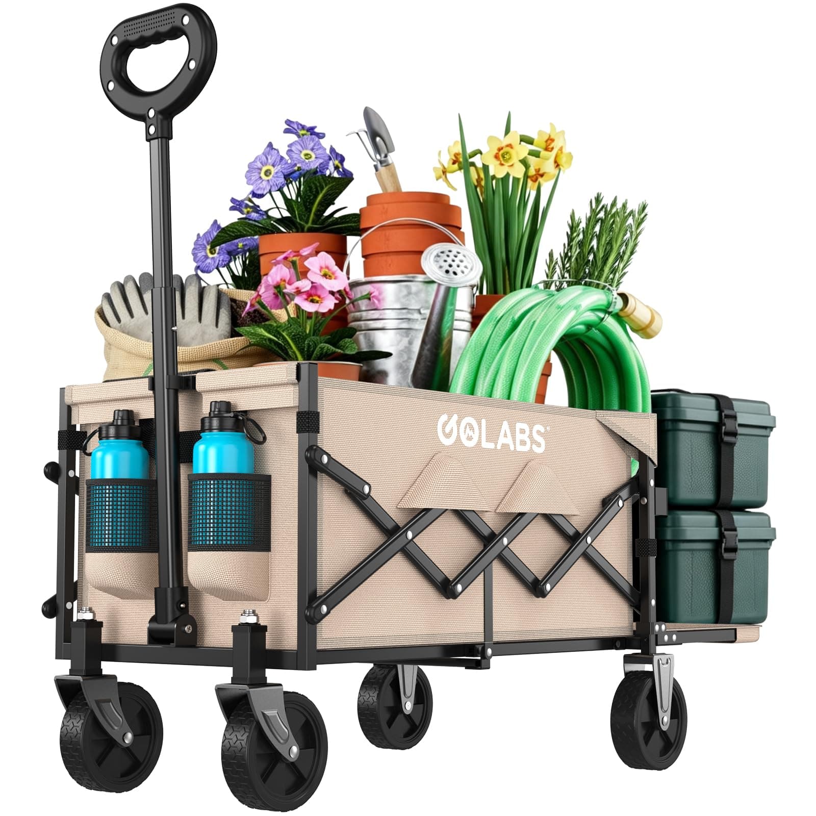 Golabs WA1 Collapsible Folding Wagon Cart, Max 220lb Load, Expands to 100L