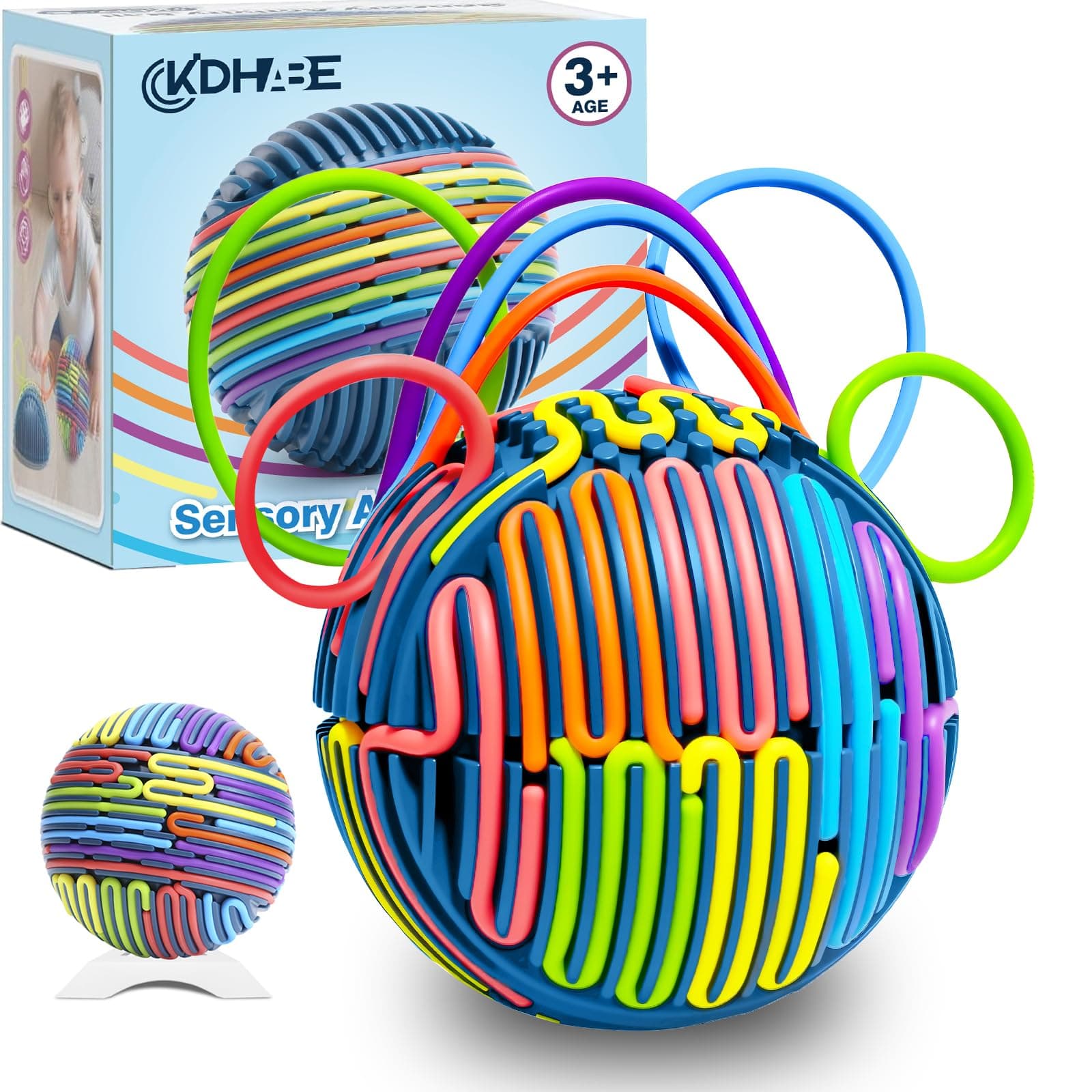 Sensory Activity Ball with 24 Strings, Fidget Toys for Kids Adults, Calming Sensory Toys for Autism ADHD, Stress Relief & Focus Aid, Travel-Friendly Toy