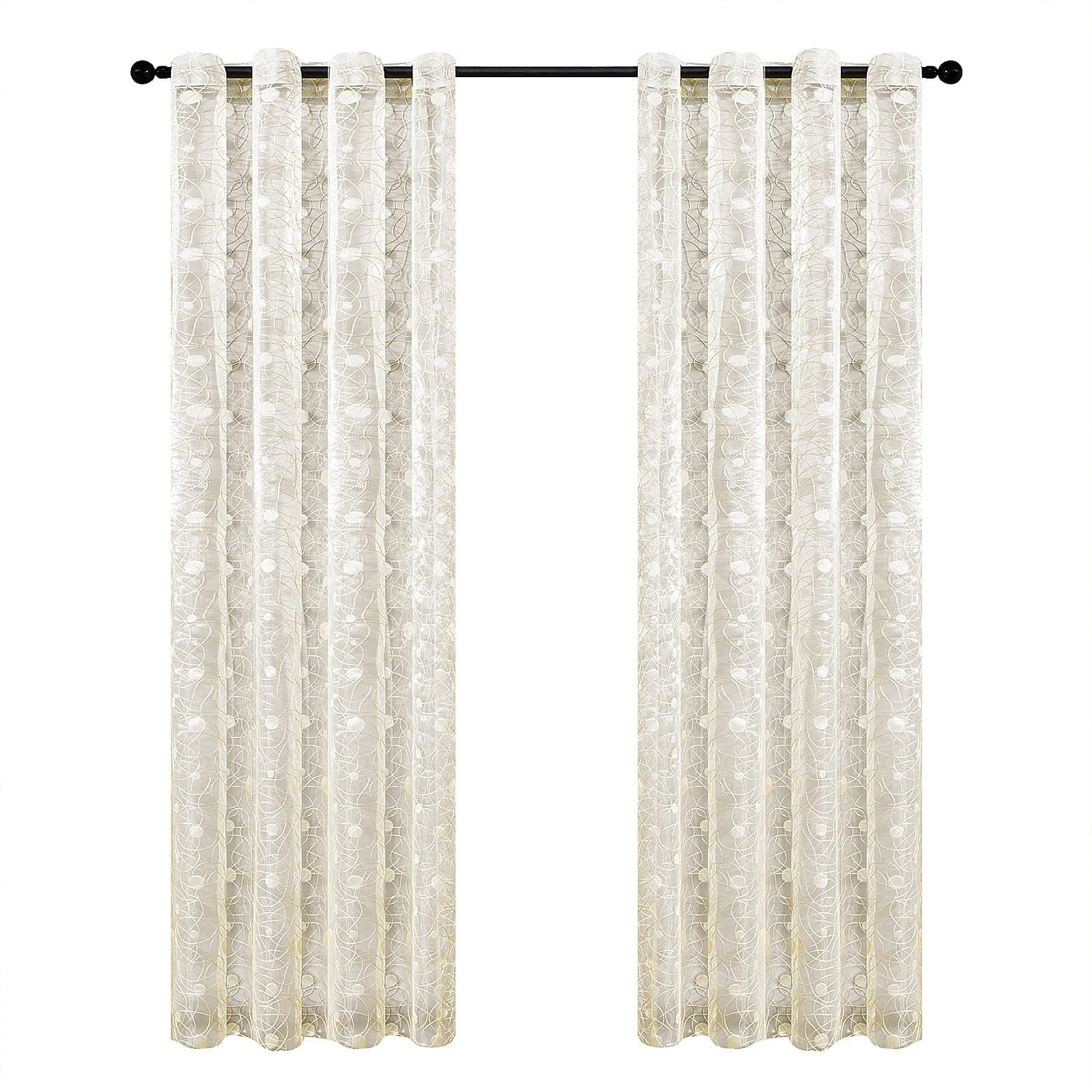 HooHero Luxury Sheer Curtains Made by Fine Fabic Support Customization Semi Cross-Border Woven Yarn Curtains for Living Room Bedroom(1 Panel, W 54 x L 90 inch, Beige)