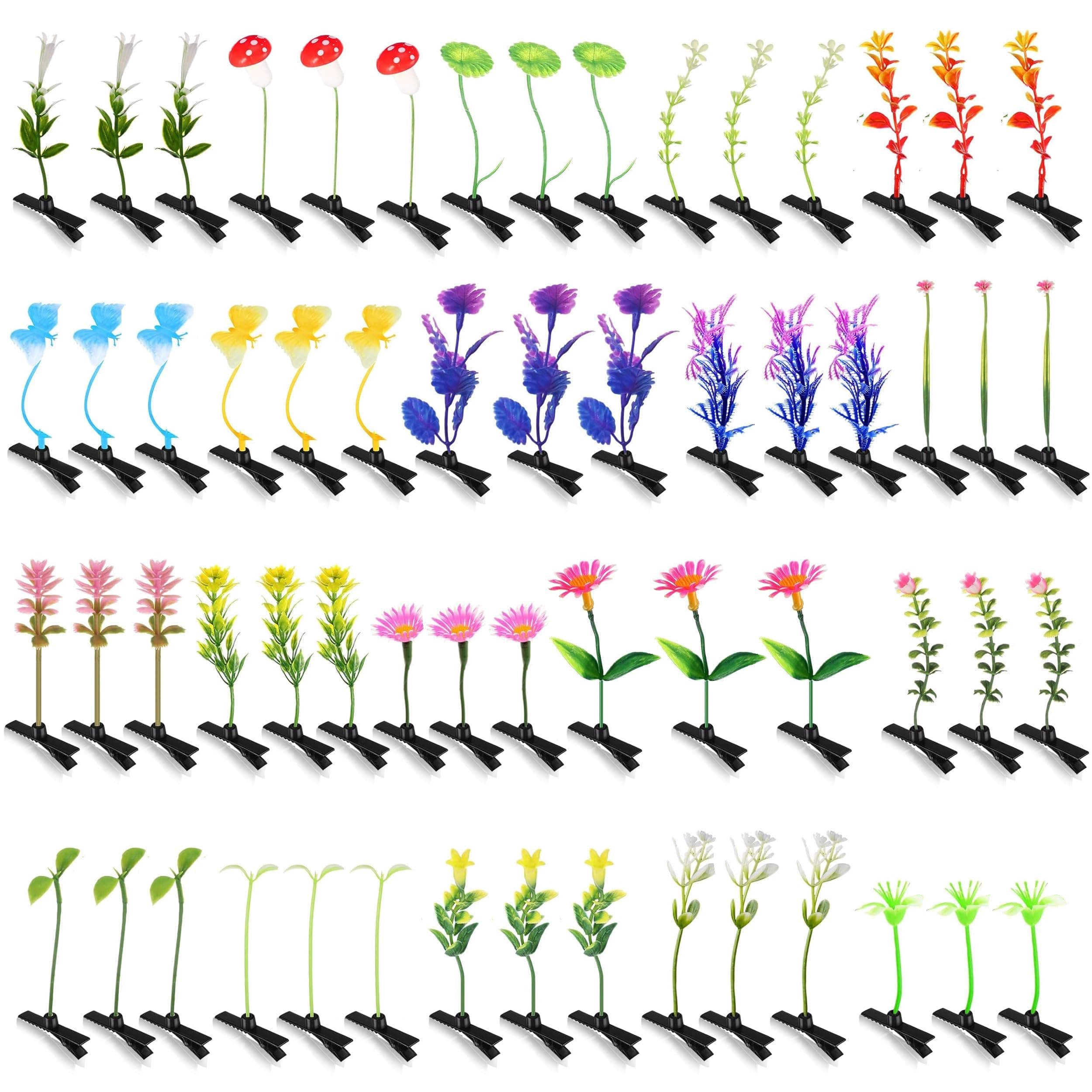 Piacolnic Bean Sprout Hair Clips, 60 Pieces Mixed Style Plant Hair Pins, Cute Sprout Clips Funny Plant Hairpins Barrette Headwear Hair Accessories for Women Party Supplies