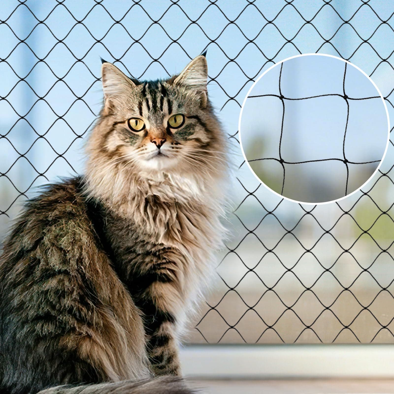 AnExer Cat Netting Balcony, Anti-Fall Mesh Fence, Black Composite Nylon, Kitten, Cat Protection Net for Balcony/Stairs/Window