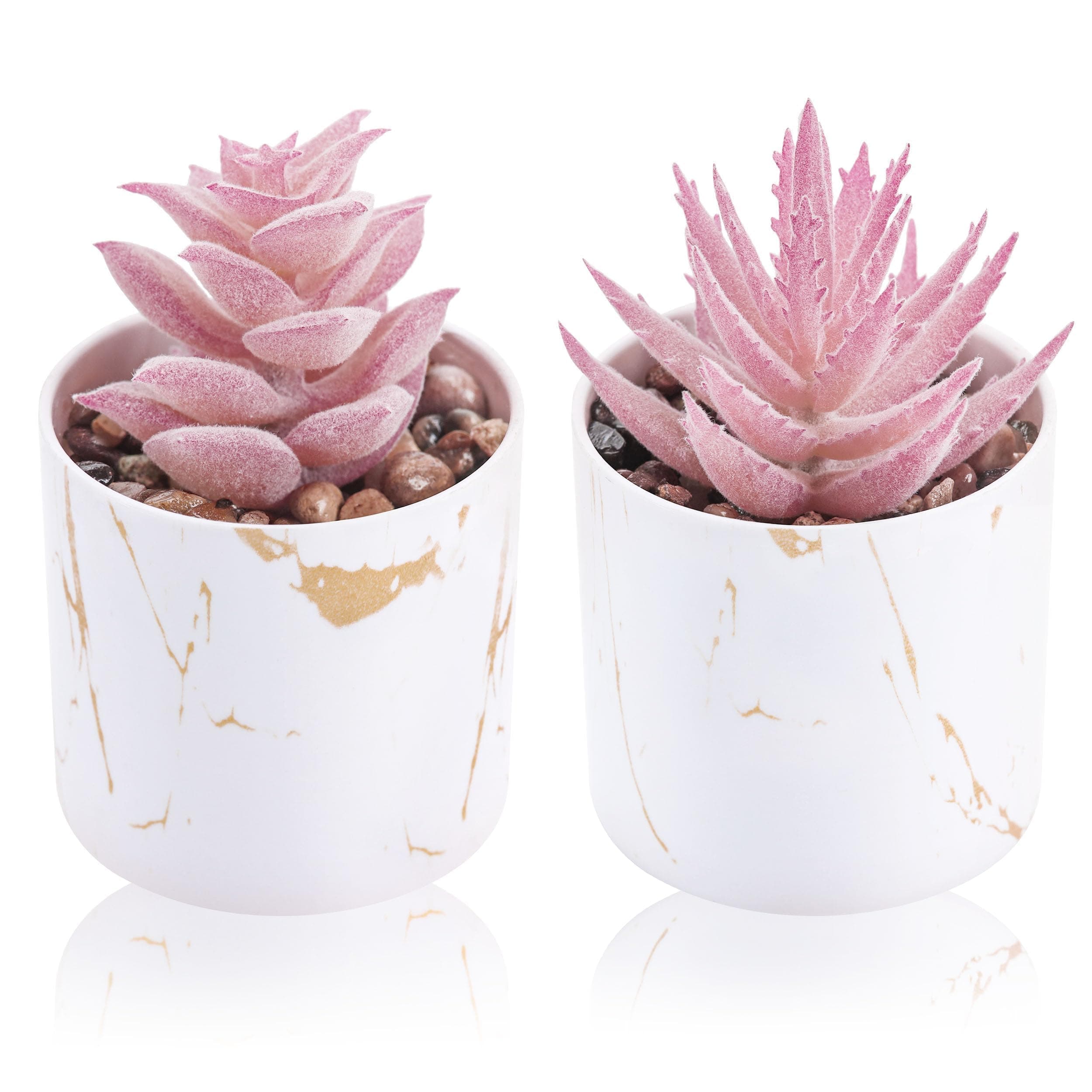 Der Rose 2 Pack Fake Plants Pink Room Decor for Office Desk Accessories