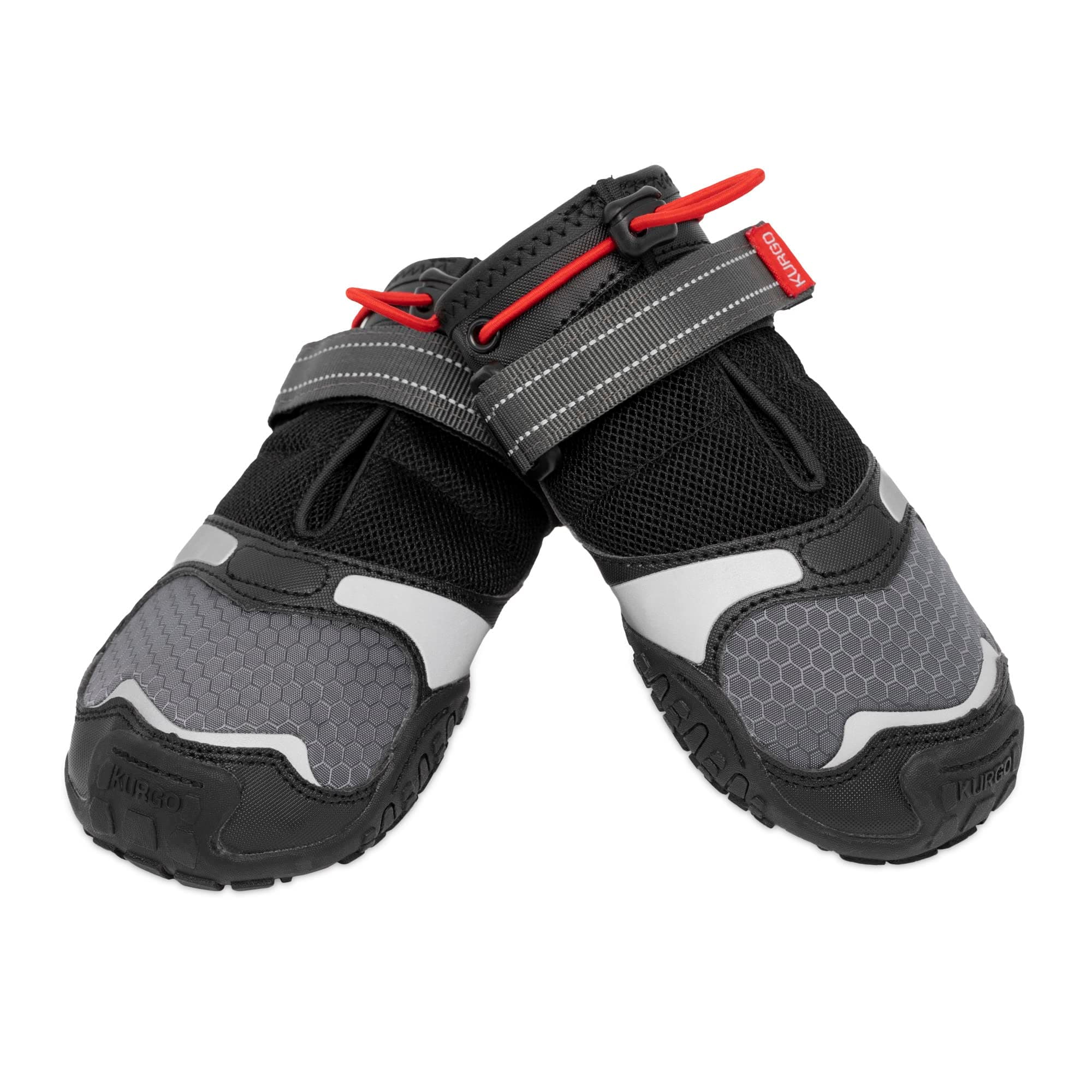 Kurgo Blaze Cross Dog Shoes - Winter Boots for Dogs, All Season Paw Protectors - for Hot Pavement and Snow - Water Resistant, Reflective, No Slip - Includes 2 Shoes - Chili Red/Black - XXS