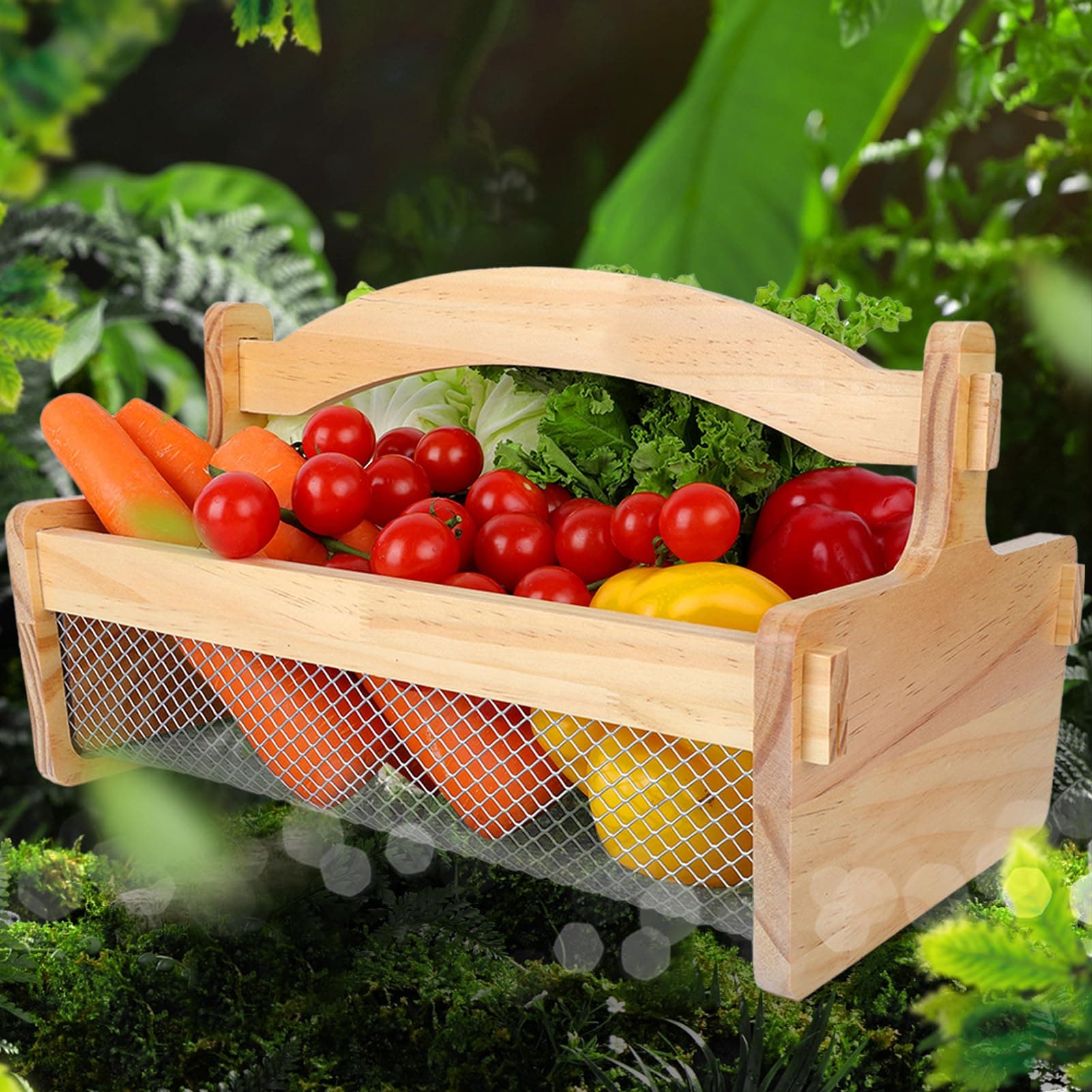 Hizmivos Garden Hod Harvest Basket with Rustproofed Mesh Wire for Vegetable Gardening and Farmhouse Decor,Picnic Basket Gardener Gift Spring for Washing Holding(13.4"L X 9.06"W X 4.33"H)