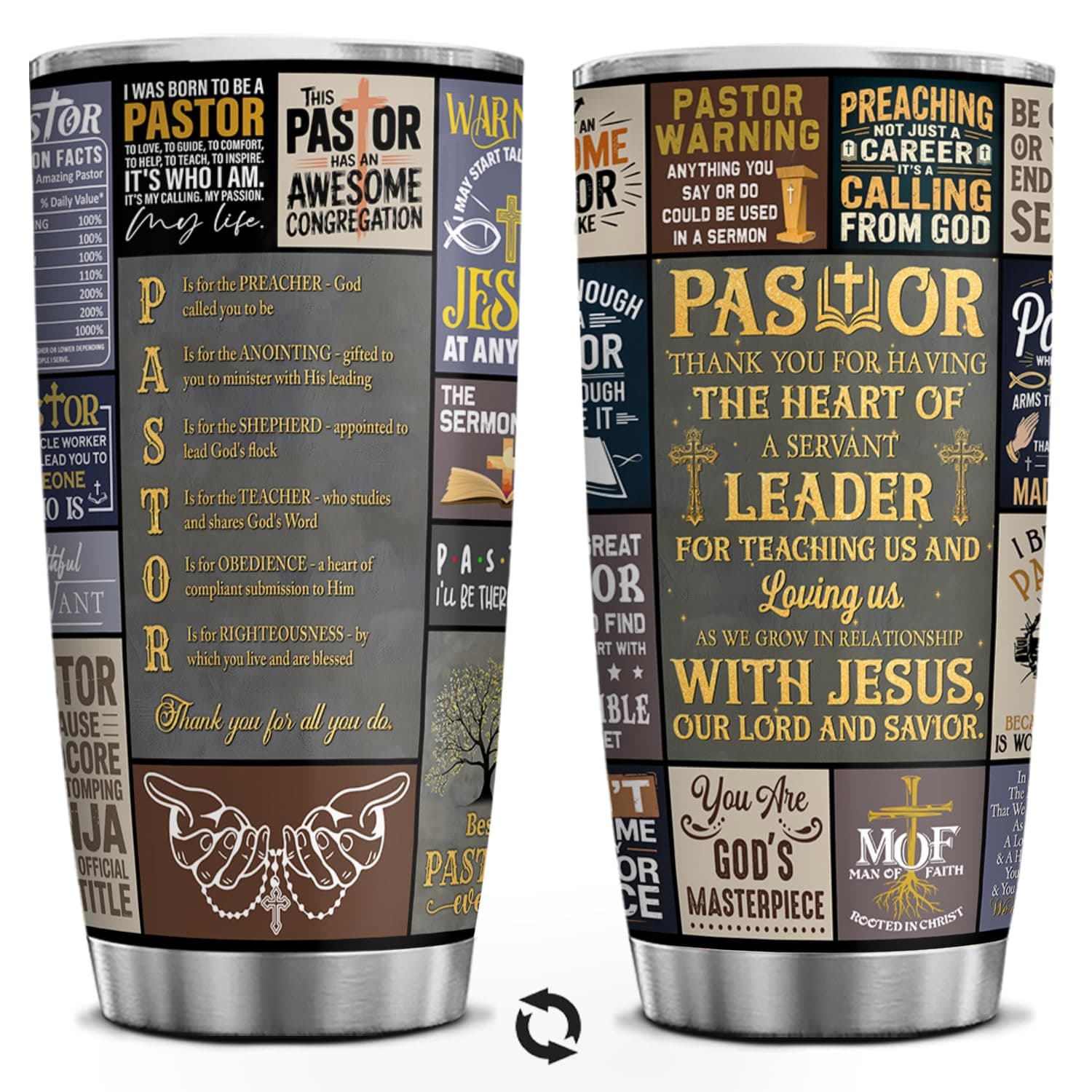 FROOBLEQUIRK 20 Oz Tumbler for Men, Ministry Appreciation, Retirement, Youth Pastor Birthday Christmas Cup Mug, Religious Scripture, Baptism Christian, Pastoral Gift