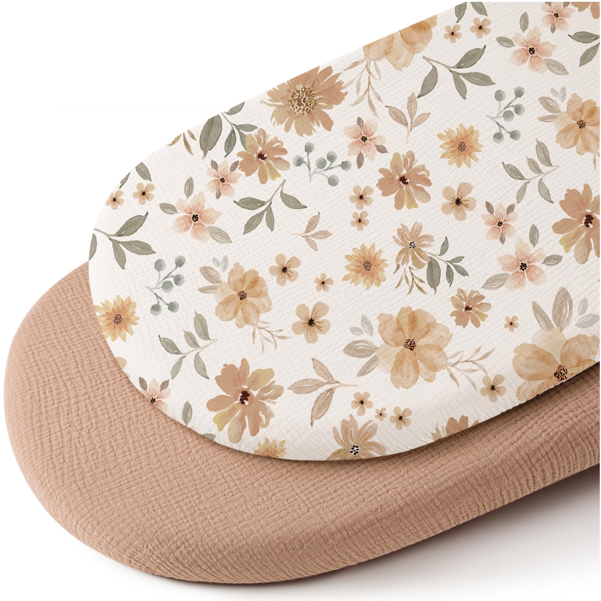 Konssy 2 Pack Muslin Bassinet Sheets for Baby Girls Boys, 32"x16"