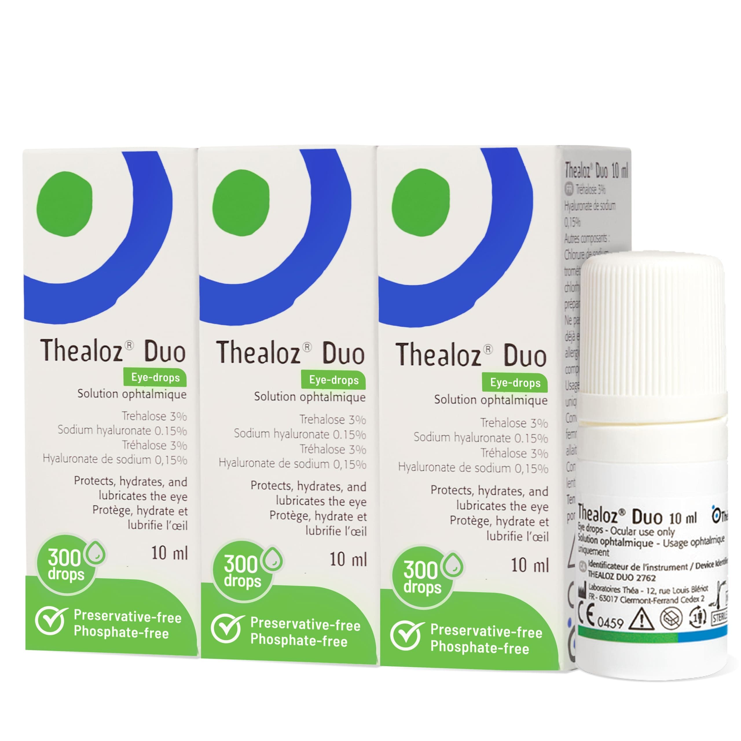 Thealoz Duo Dry Eye Relief Drops, Preservative-Free, 3 Pack 3x10ml