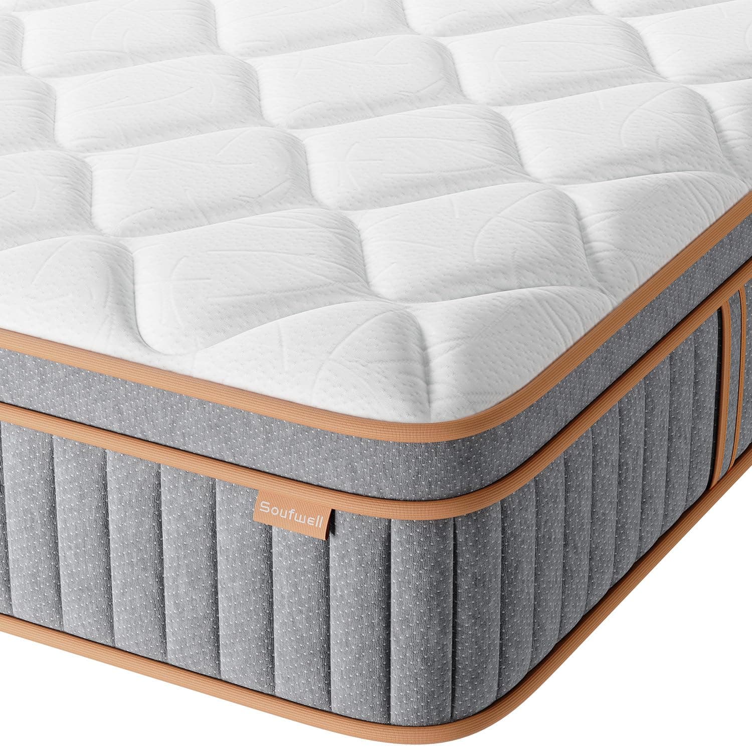 Soufwell Double Mattress 135x190 27cm Hybrid 4ft 6 Mattress with Memory Foam & Pocket Springs 8-Layer 7-Zone Orthopaedic Mattress Euro Top Medium Firm Mattress for Pressure Relief & Motion Isolation