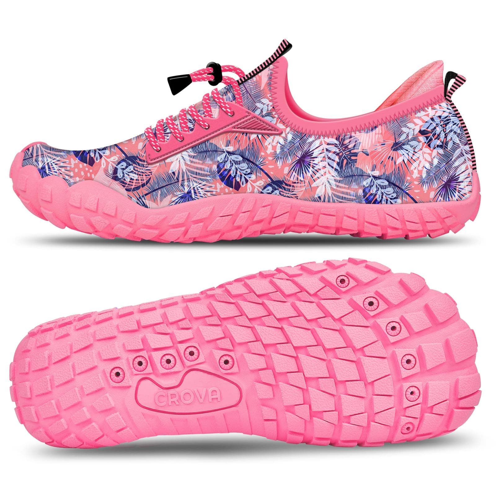 CROVA Built-in Heel Grips Water Shoes for Kids Girls Boys Hiking Shoes Wide Barefoot Swim Beach Pools Slip-On Quick Dry Lightweight for Big Little Kids Toddler