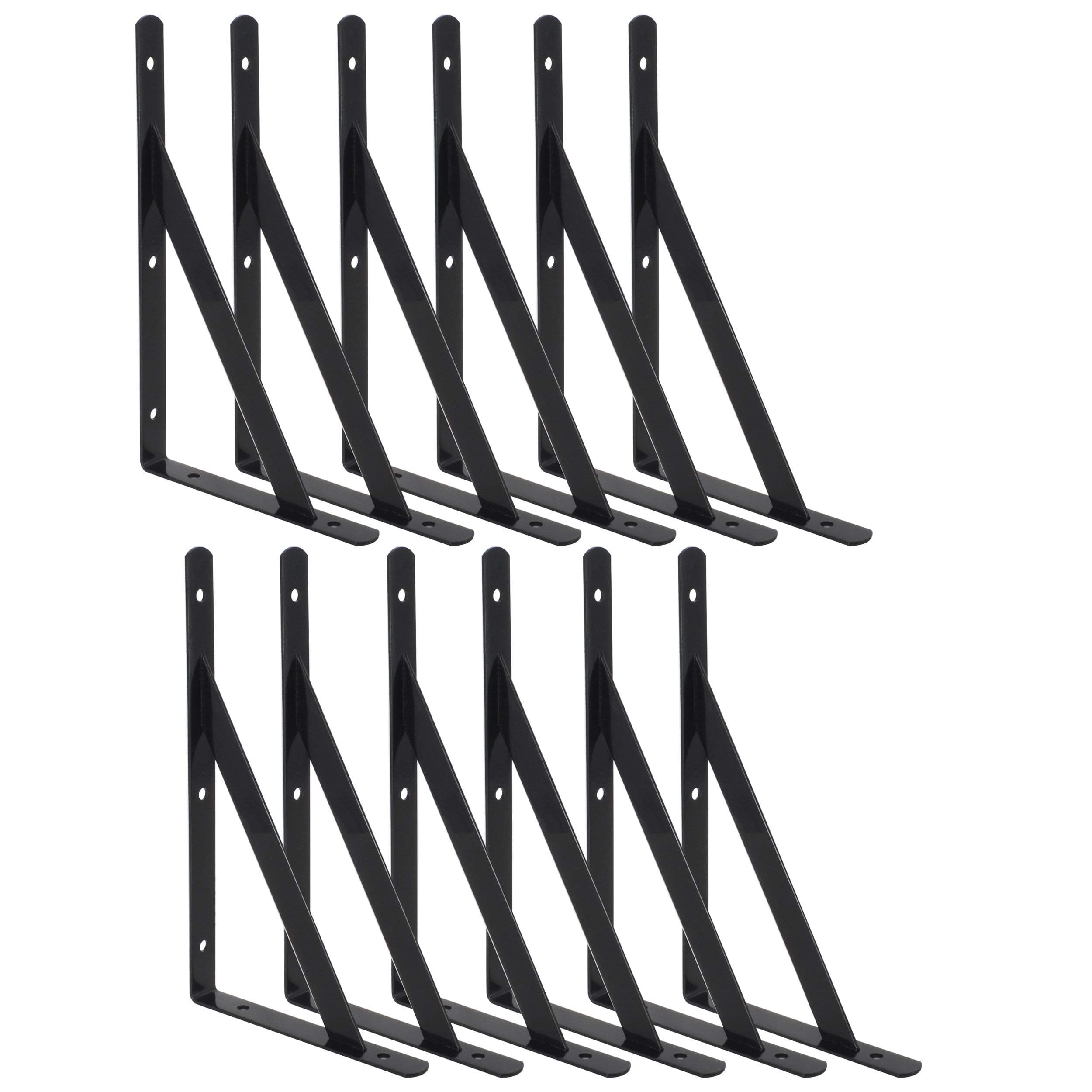 OVOV Heavy Duty Shelf Brackets Triangle Wall Brackets Black 10 Inch 12 Pack