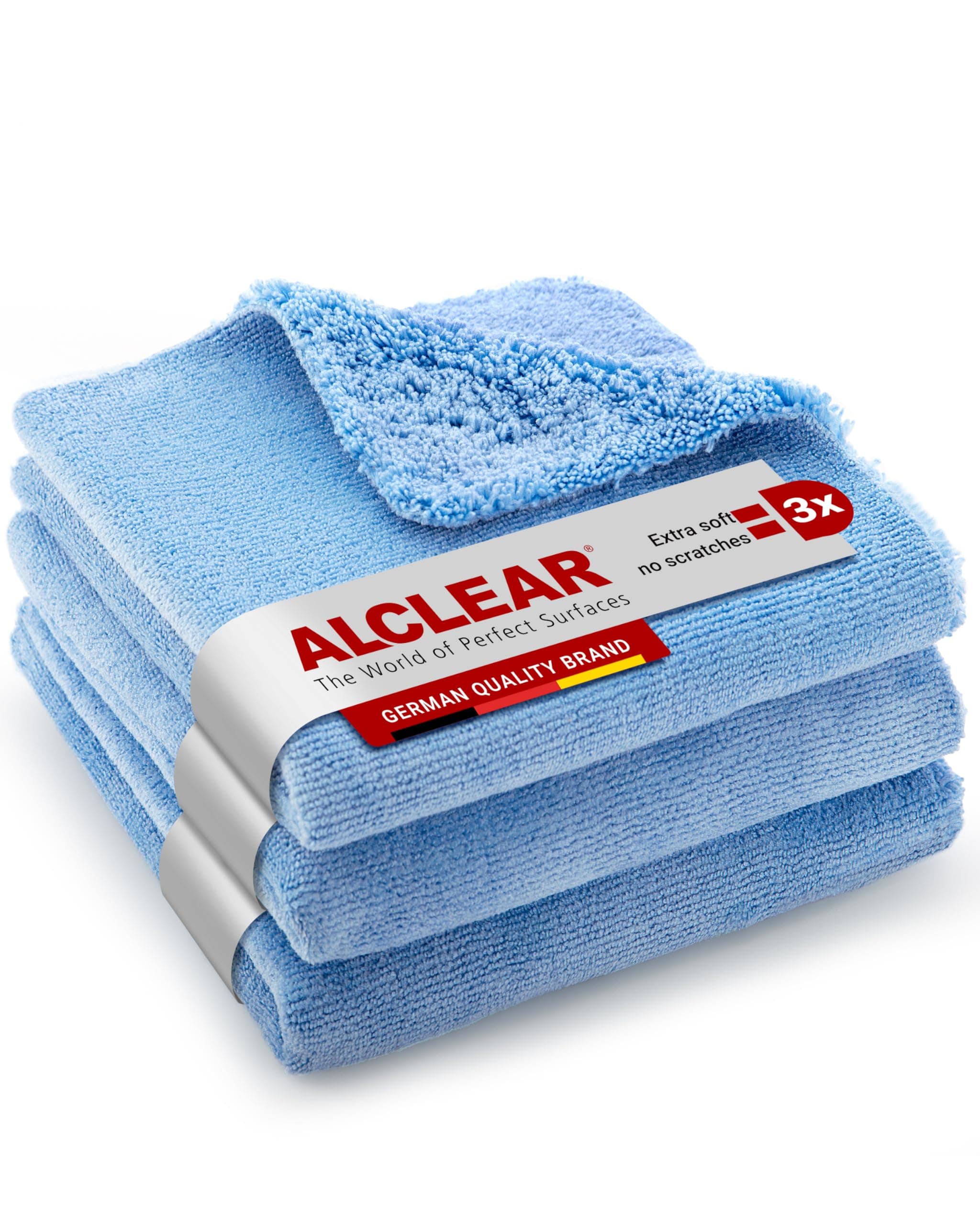 ALCLEAR Multi-Purpose Premium Double Sided Polishing Cloth Without Holograms Pack of 3 Blue