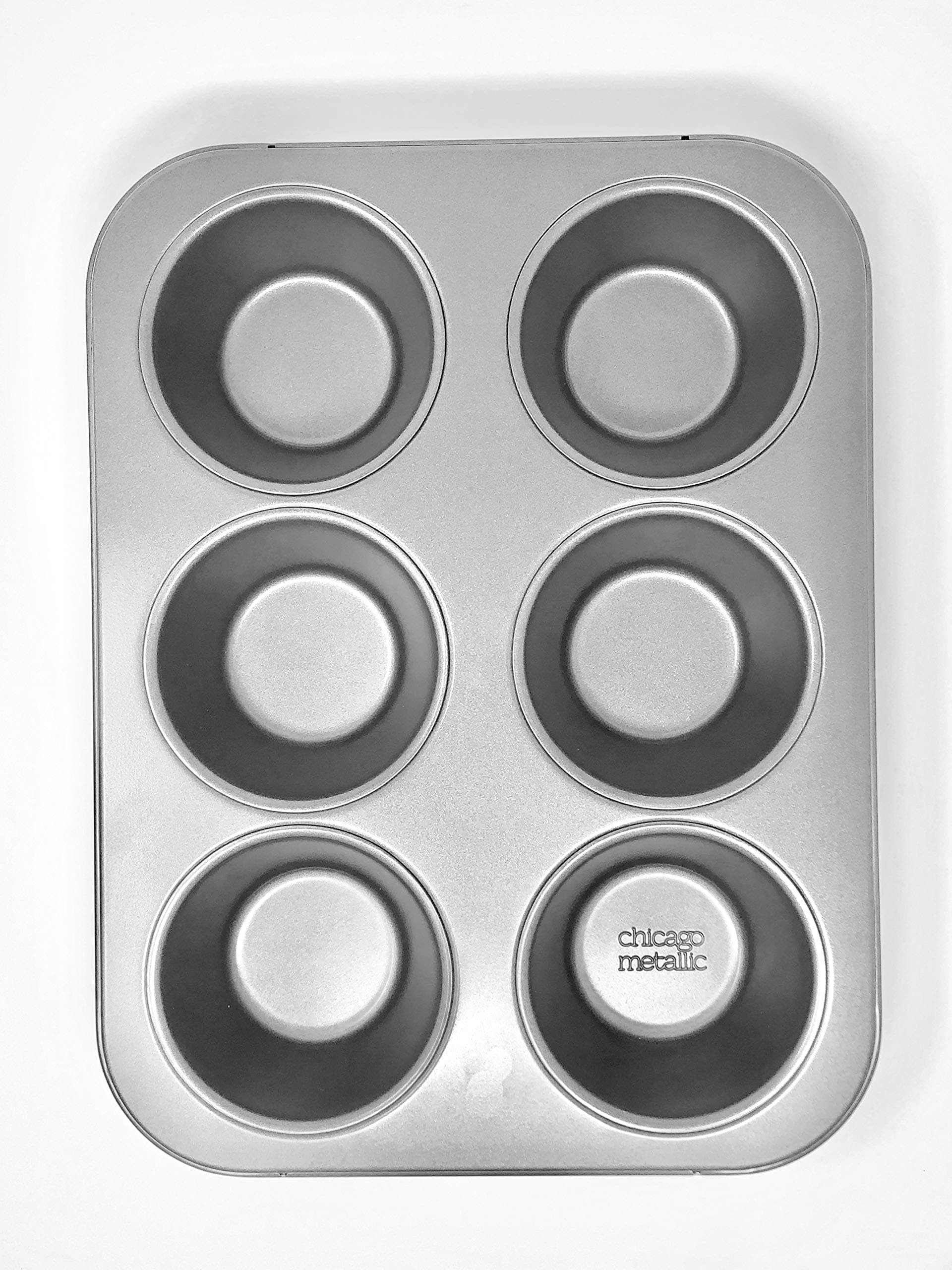 Chicago Metallic - Bakeware Professional Non-Stick 6-Cup Giant Muffin Pan, Grey