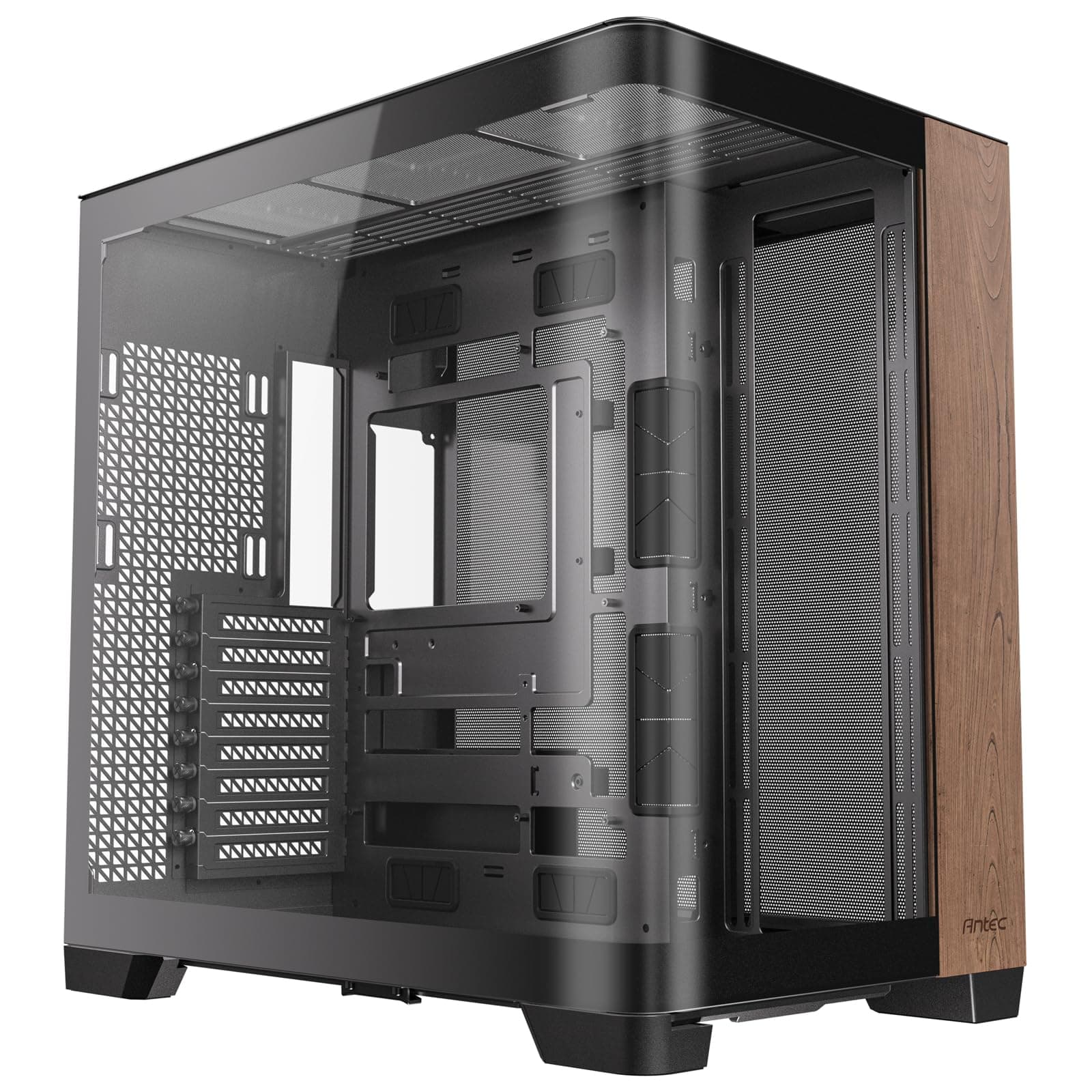 Antec C8 Curve Wood, Fans not Included, Wooden Front Panel, Super Wide Angle Single Curved Glass, Dual-Chamber Layout, Type-C, 360mm Radiator Support, RTX 40 Compatible, Full-Tower E-ATX PC Case