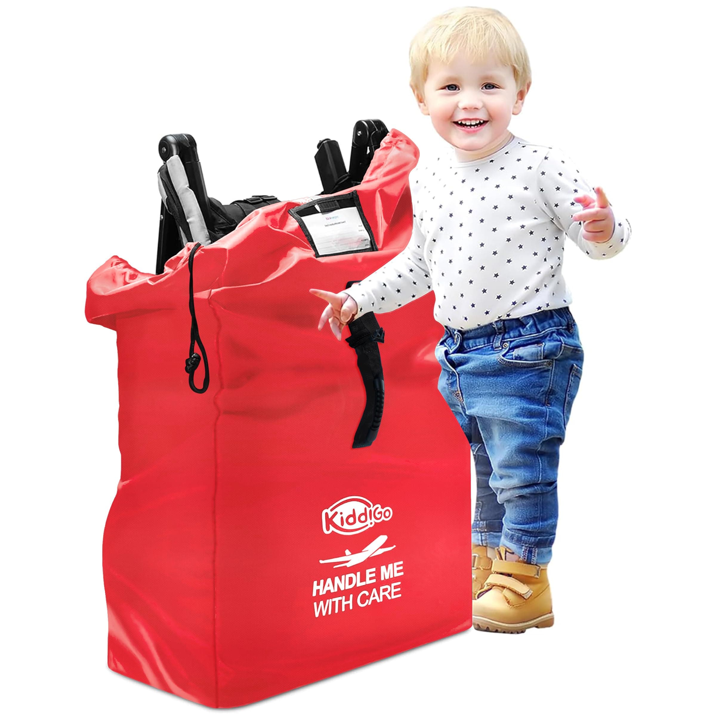 Kiddi Go Travel Stroller Bag for Airplane, Red, 47" H x 24" W x 15" D, Fits Most Large, Single, Double, Jogging Strollers,Waterproof, Heavy-Duty Protection, Easy-to-Carry Design