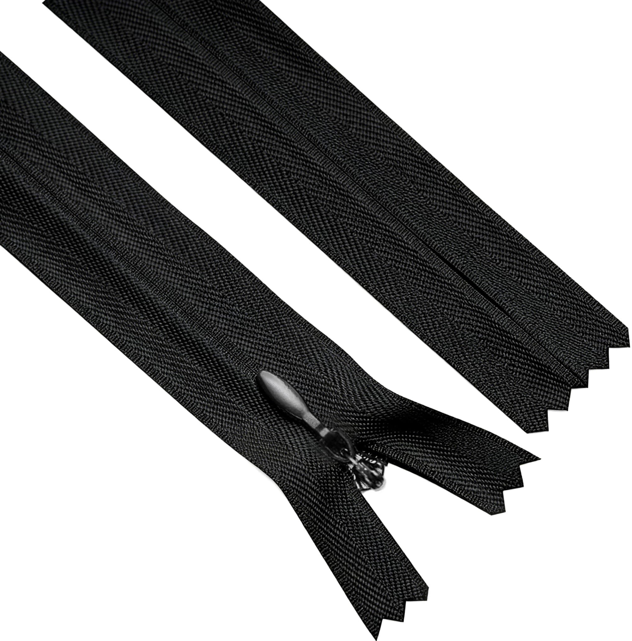 Sawoake Invisible Zippers 7 Inch #3, Black Nylon Coil Zippers 2-Pack for Sewing, Skirts, Pockets, Pillows (Black, 7", 2PCS)
