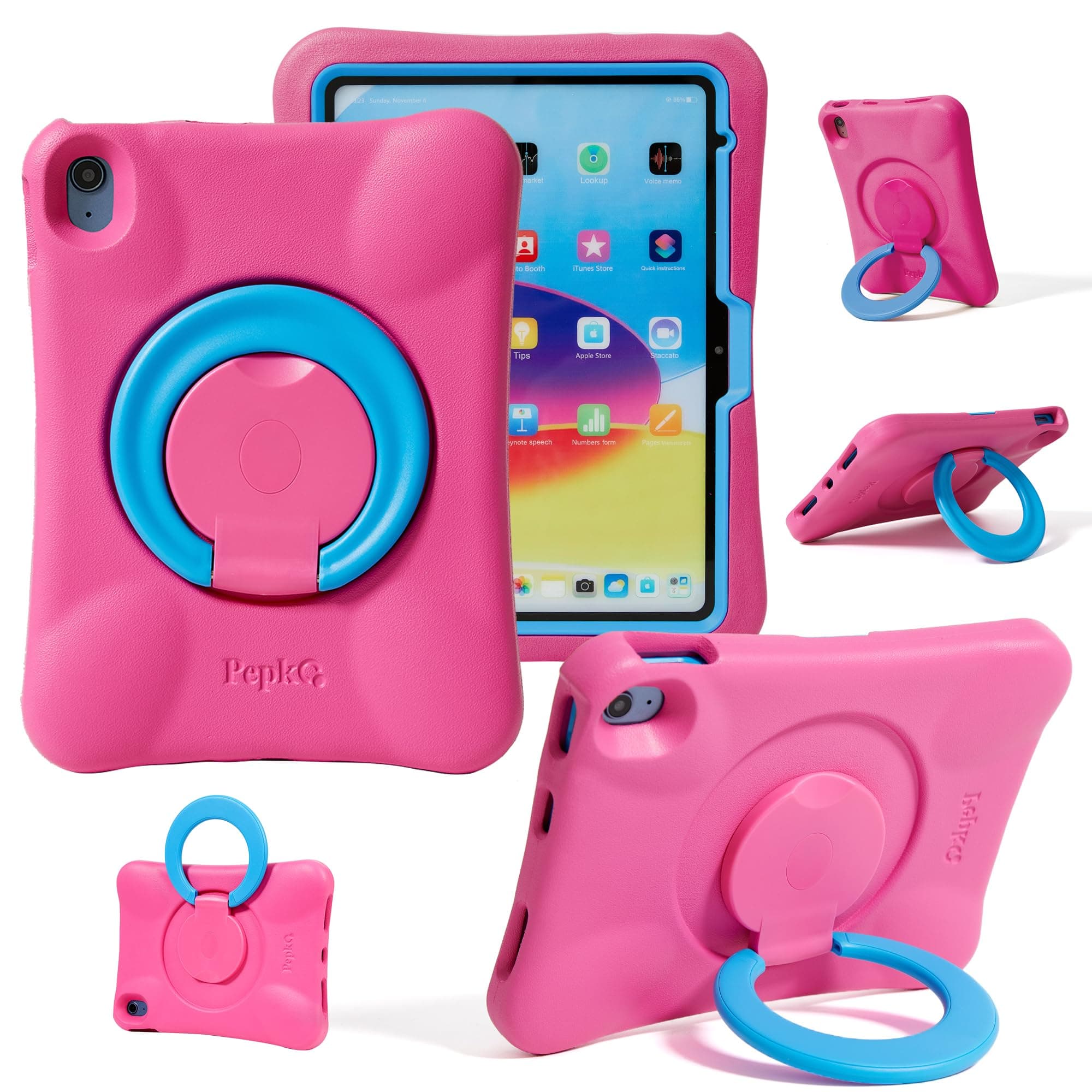 NLR Fun Kids Case for iPad, Shockproof Cover for 11-inch iPad Air M4 (2026) / M3 (2025) / M2 (2024), 11” Lightweight Full Body Protective Case with Foldable Handle/Stand (Pink+Blue)