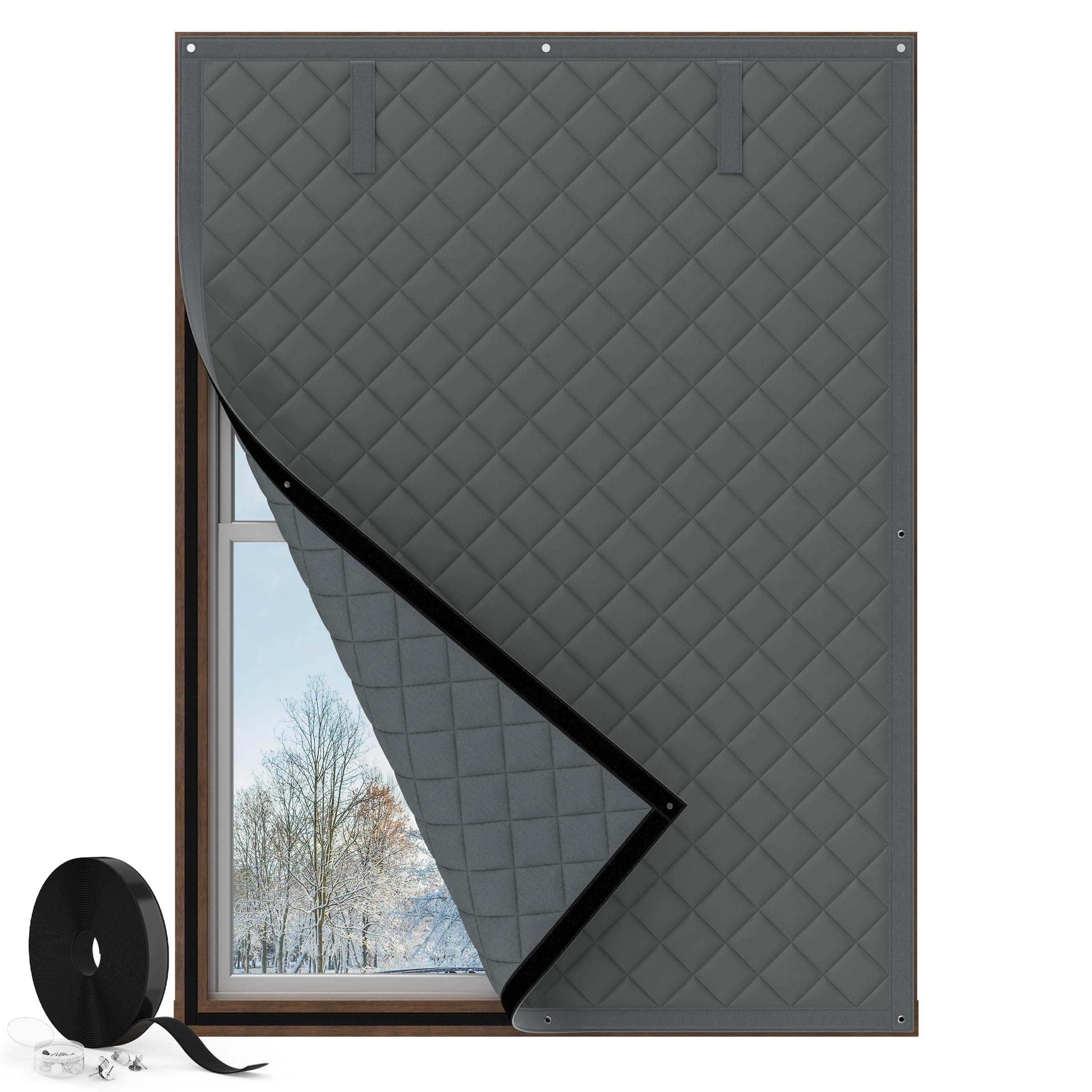 Augblinds Thermal Window Insulation for Winter, 46 x 62 Inch, Gray