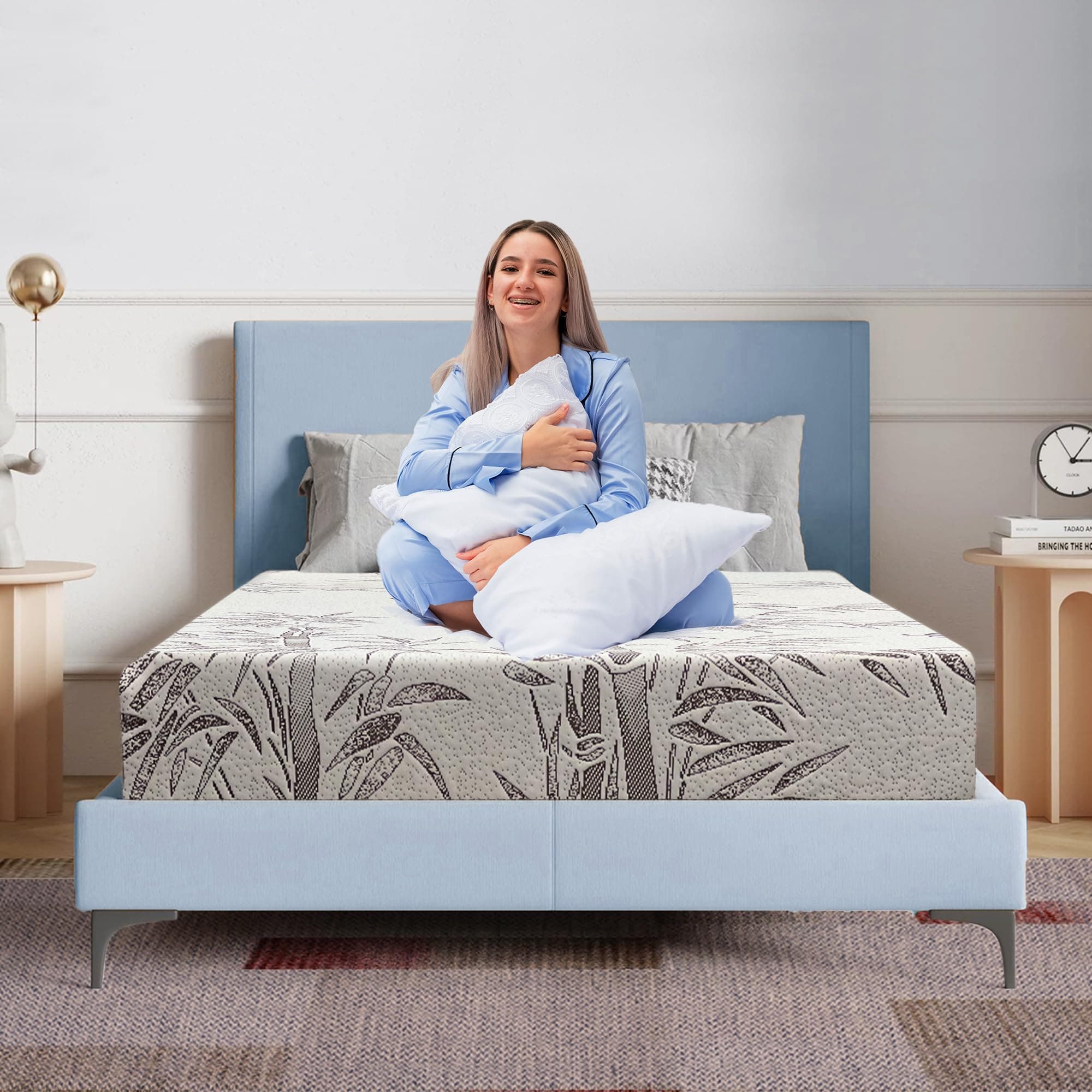 Econo 9" Queen Size Mattress in a Box Cool Resilient Medium Firm Flippable Foam | for Everyone, Kids to Adults | Use with Bunk Bed/Trundle/Platform Bed | CertiPUR-US® Certified