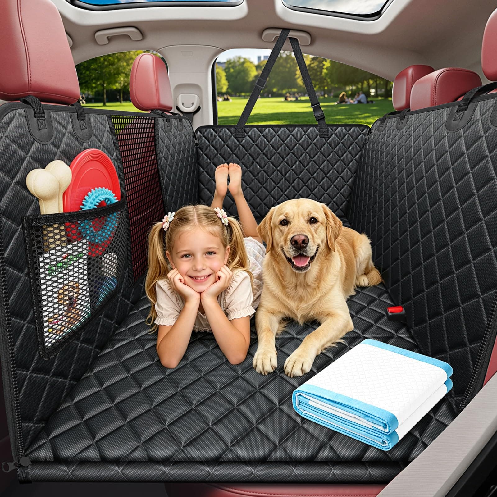 URPOWER Hard Bottom Dog Car Seat Cover for Back Seat, Waterproof Hammock