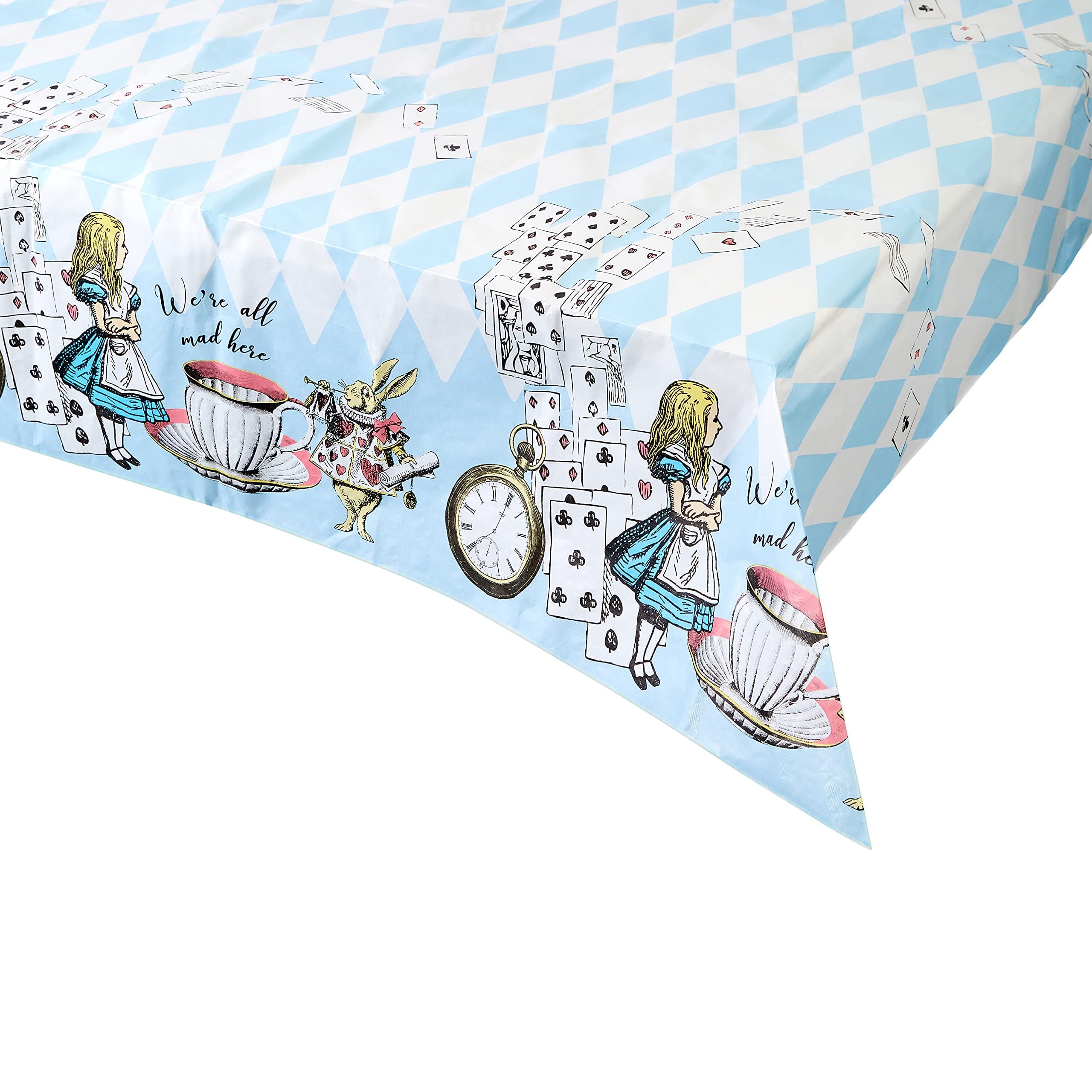 Talking Tables Blue Alice in Wonderland Paper Table Cover | Disposable Tablecloth, Home Recyclable | Supplies for Mad Hatter Tea Party, Birthday, Mother's Day, Baby Shower, TSALICE-V2-TCOVER