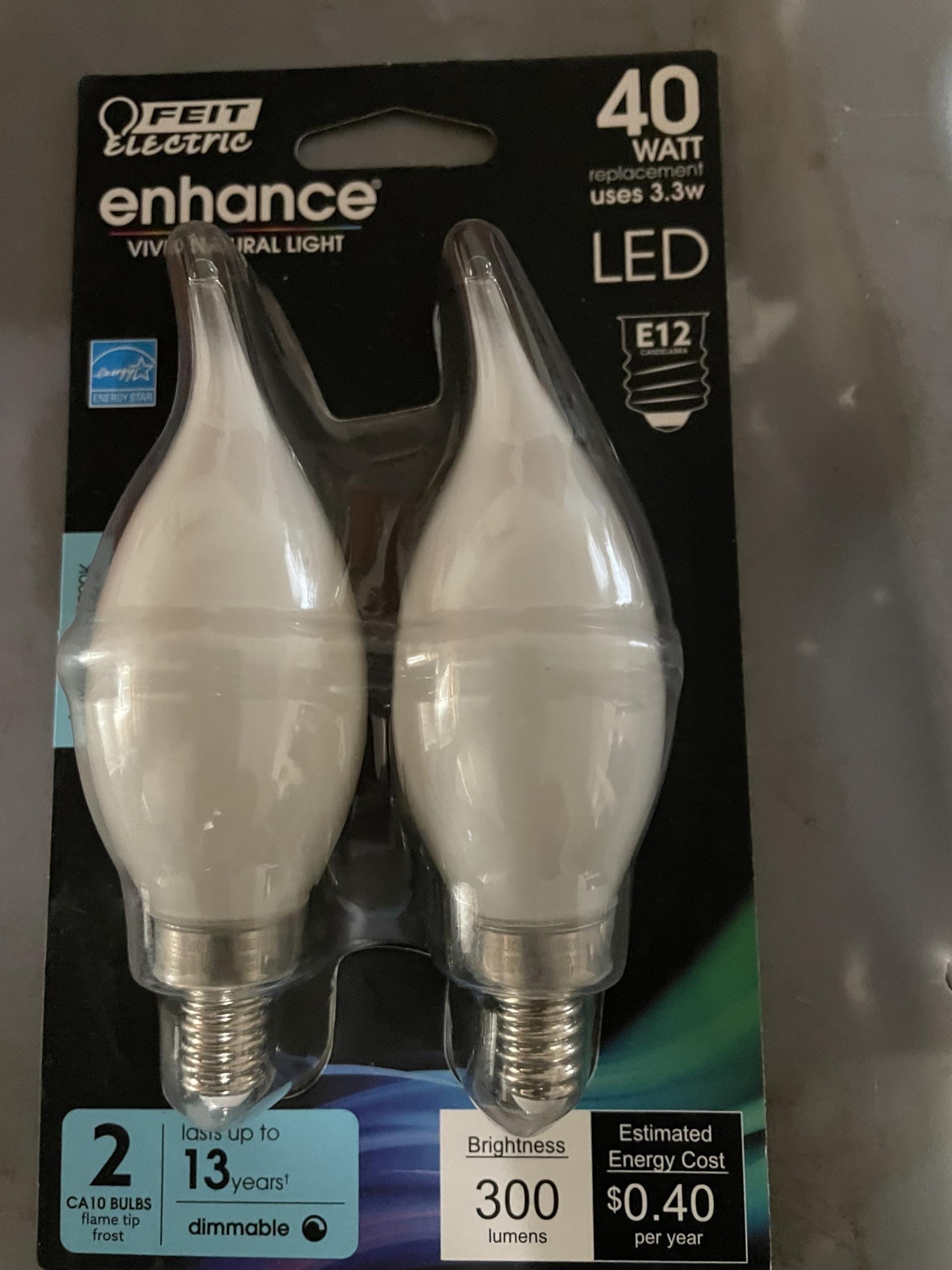 Feit Electric 21105 - BPCFF40950CAFIL/2/RP Candle Tip LED Light Bulb