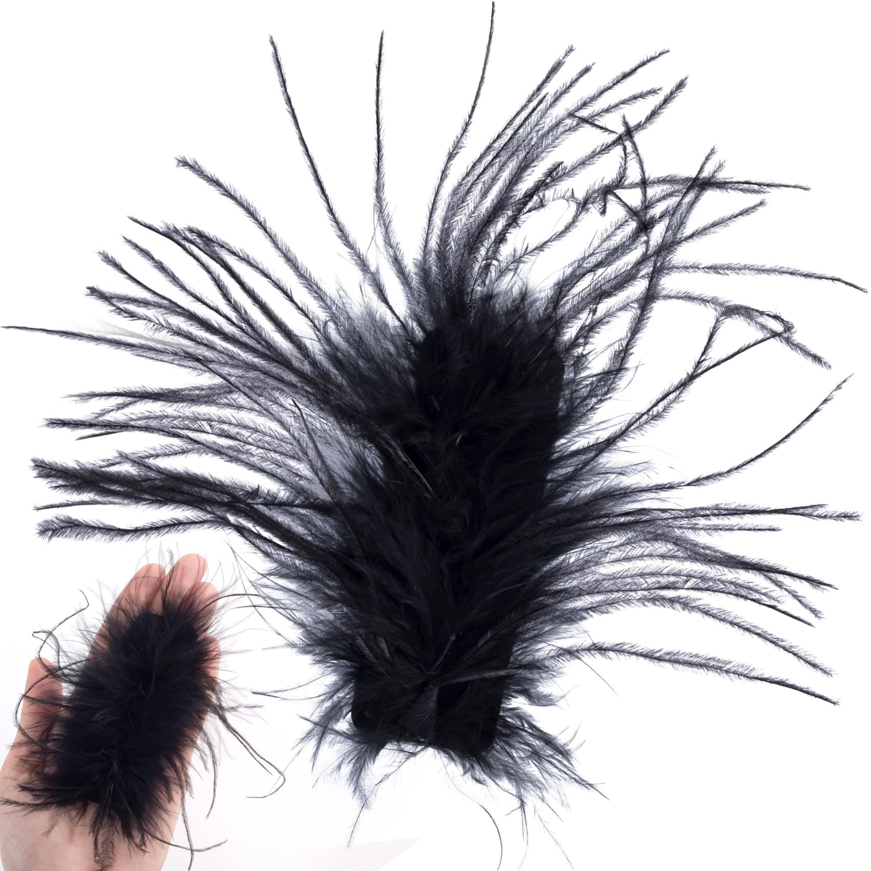 BEIQIYA Ostrich Hair Clip, Black Fluffy Feather Hairpins for Women Long Short Straight Curly Hair, Non-Slip Retro Hair Accessories for Parties Weddings Proms Banquets
