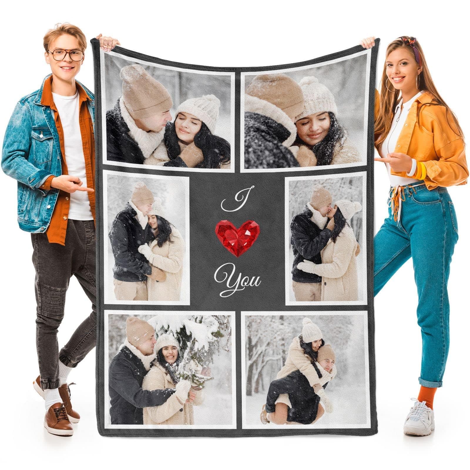inkArts I Love You Gifts for Couples, Custom Blanket with Photos, Personalized Blankets with Pictures, Photo Blankets Using My Own Photos, Personalised Gifts for Christmas