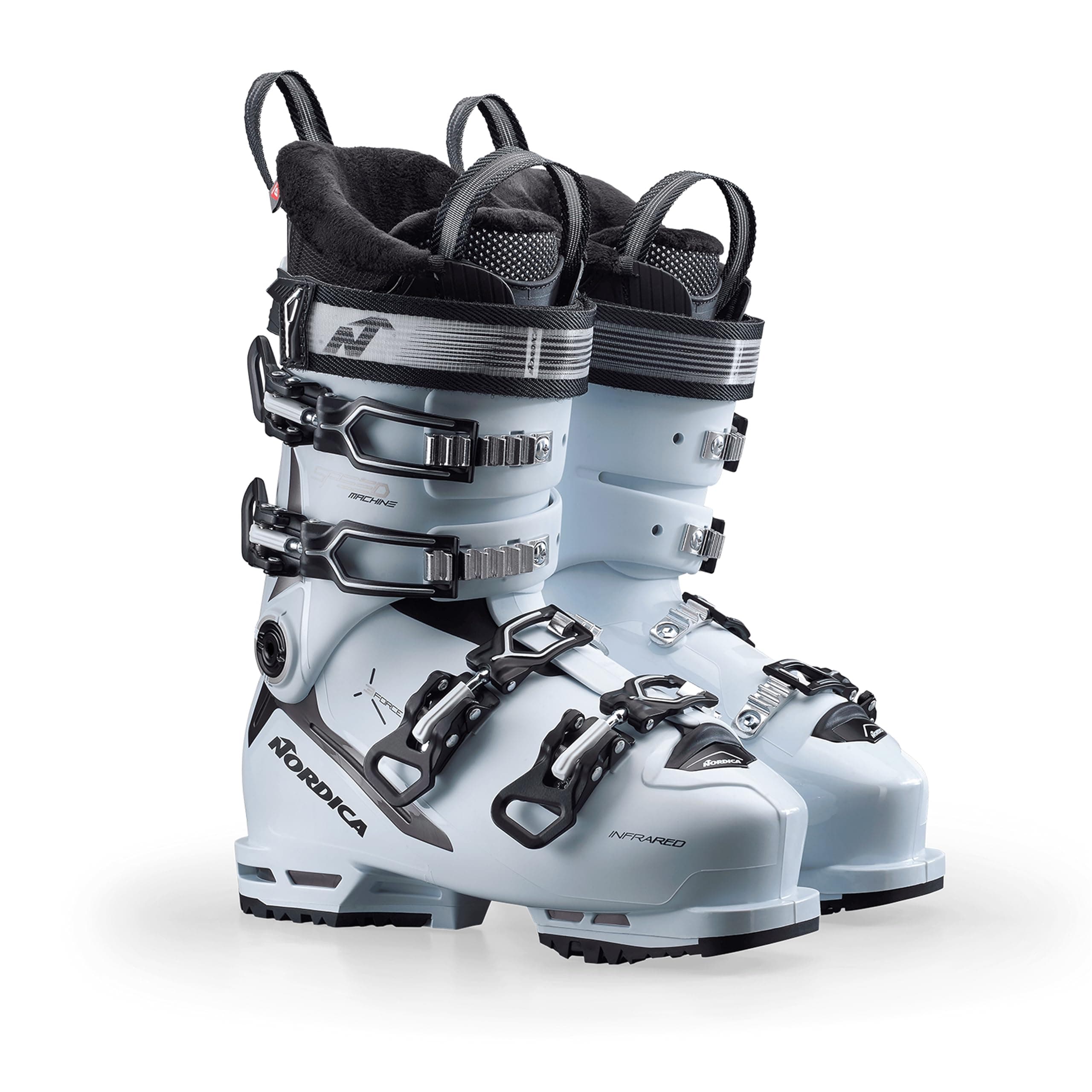 NORDICA Women's Speedmachine 3 85 W Insulated Customizable Medium Volume Winter Sports All-Terrain Alpine Freeriding Mountain Touring Ski Boots, Gripwalk Soles, White/Bronze/Gold, 24.5