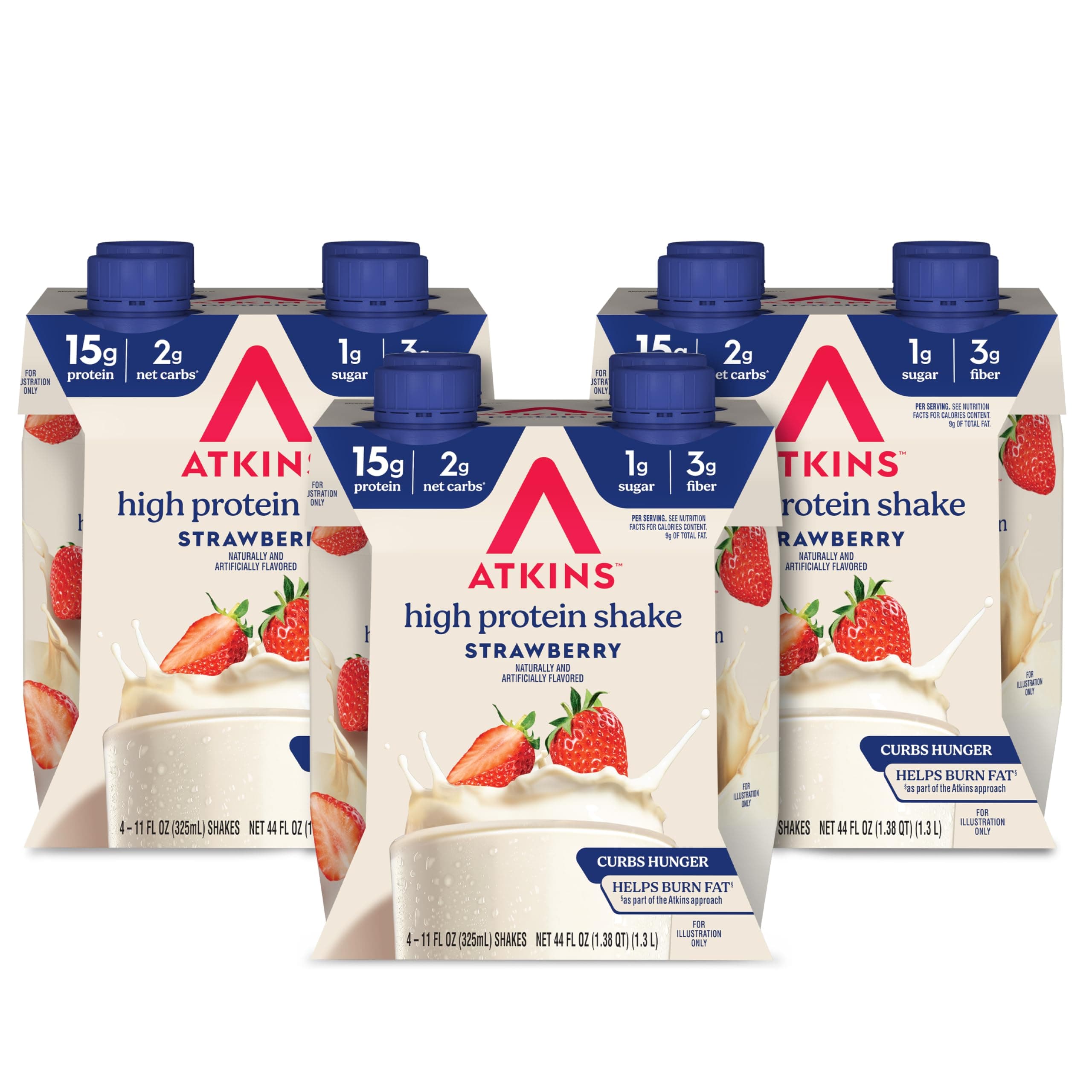 Atkins Strawberry Flavored High Protein Shake, 12 Count