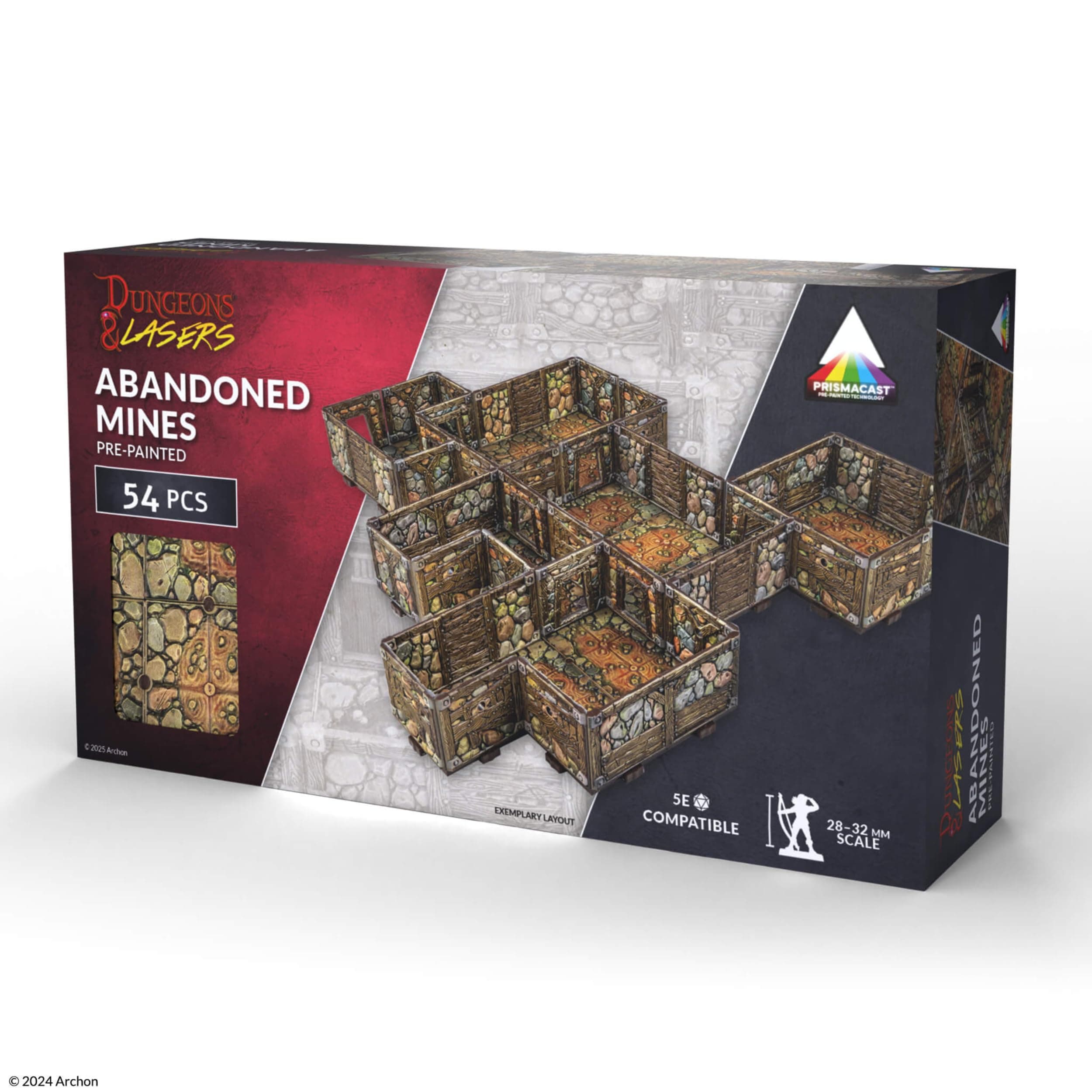 Dungeons & Lasers Prepainted Terrain Sets for DND and Tabletop RPG Games - 5E Compatible with 28mm-32mm Scale Miniatures - Modular Design for Fast Assembly (Abandoned Mines)