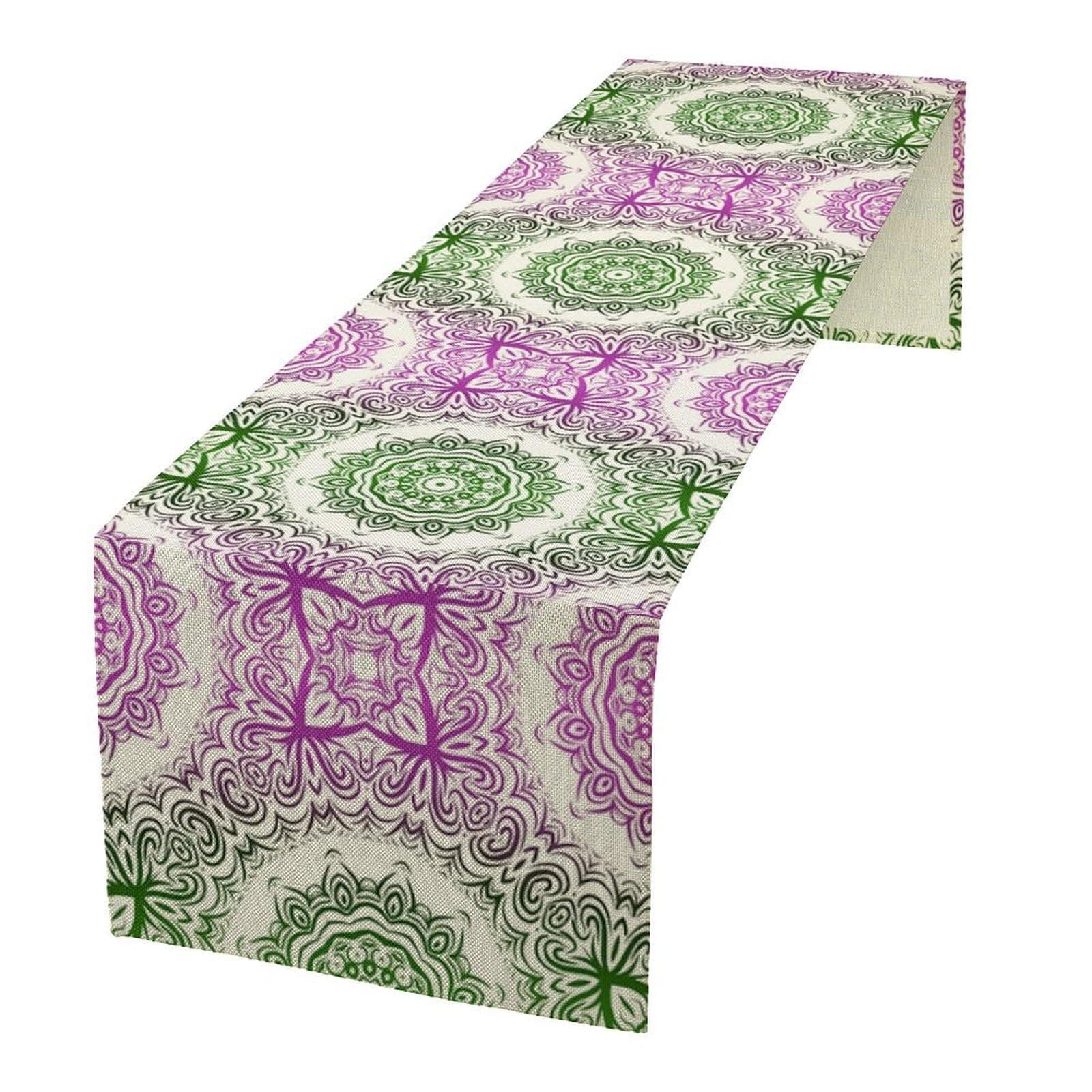 Bohemian Mandala Flower Table Runner Vintage Ethnic Abstract Floral Oriental Seasonal Dinner Runner Farmhouse Home Kitchen Holiday Party Dining Table Decor 13x36in